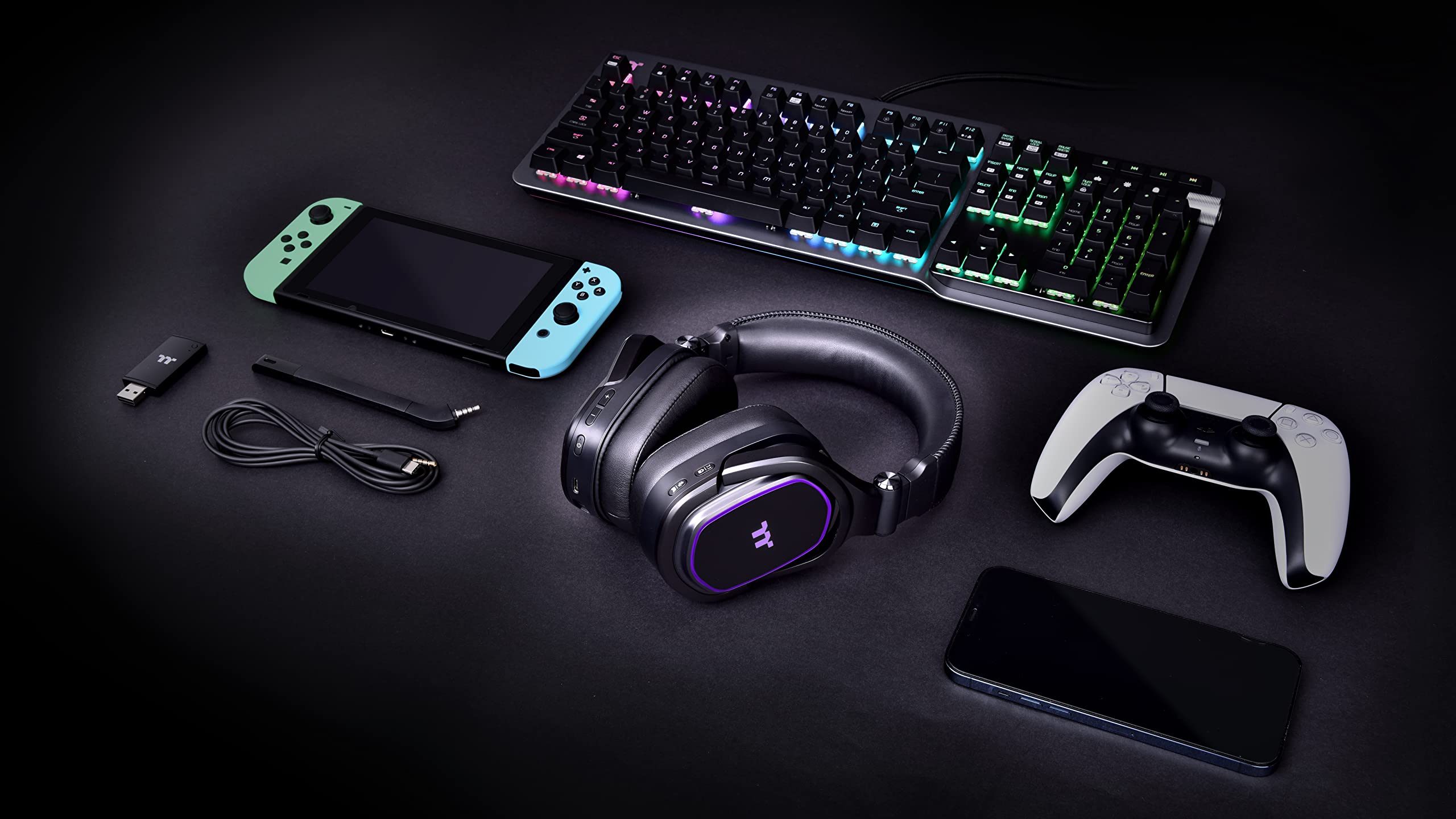 Thermaltake Argent H5 Wireless Gaming Headset - 40MM Hi-Res Audio, Noise Cancelling Mic - Compatible with PC, Xbox One, PS4, Mac (Black) | Perfect for FPS Games, Streaming & Online Meetings