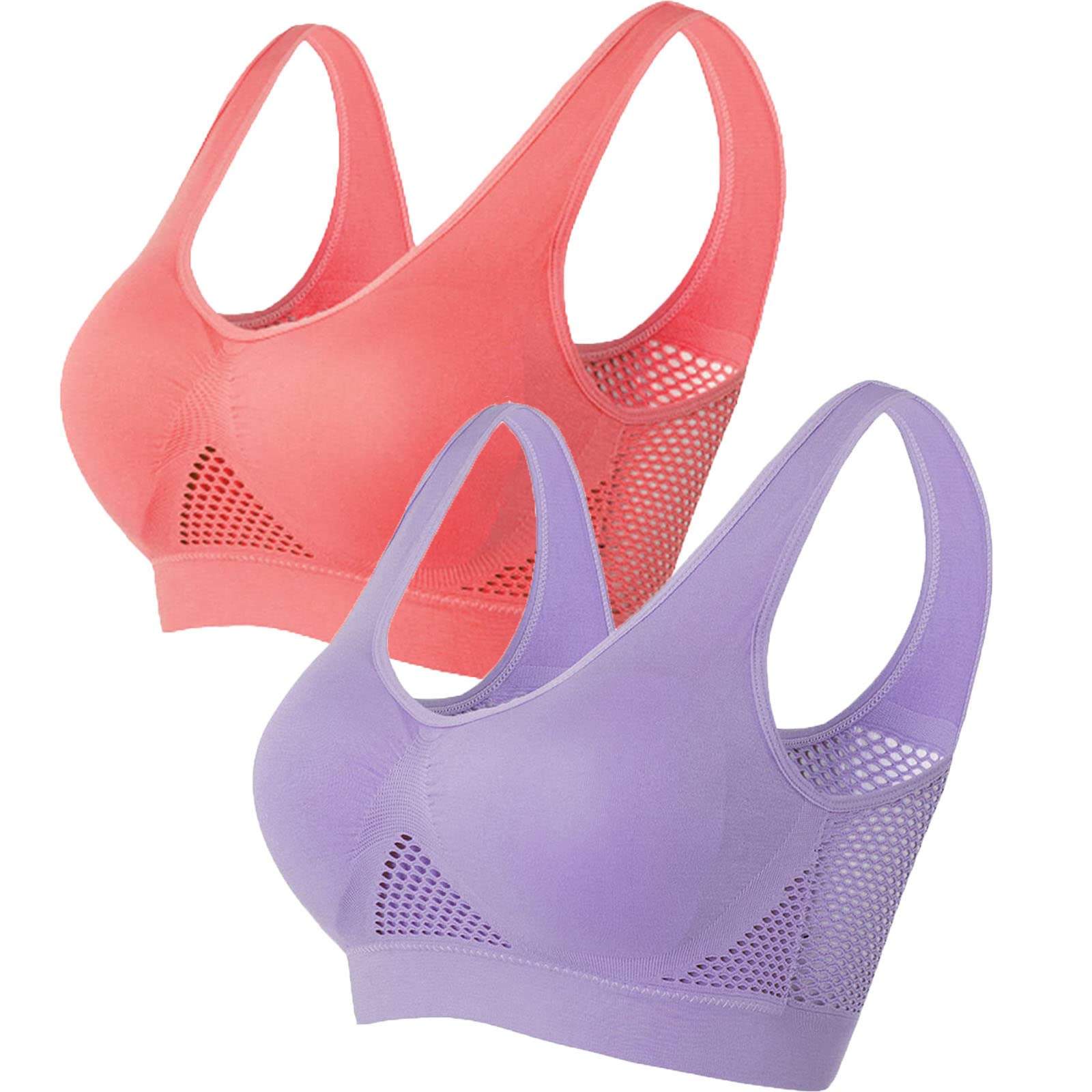 2/3 Packs Breathable Cool Lift Up Air Bra - Wireless Sports Bra for Yoga, Running & Gym - Comfortable & Supportive for Active Women