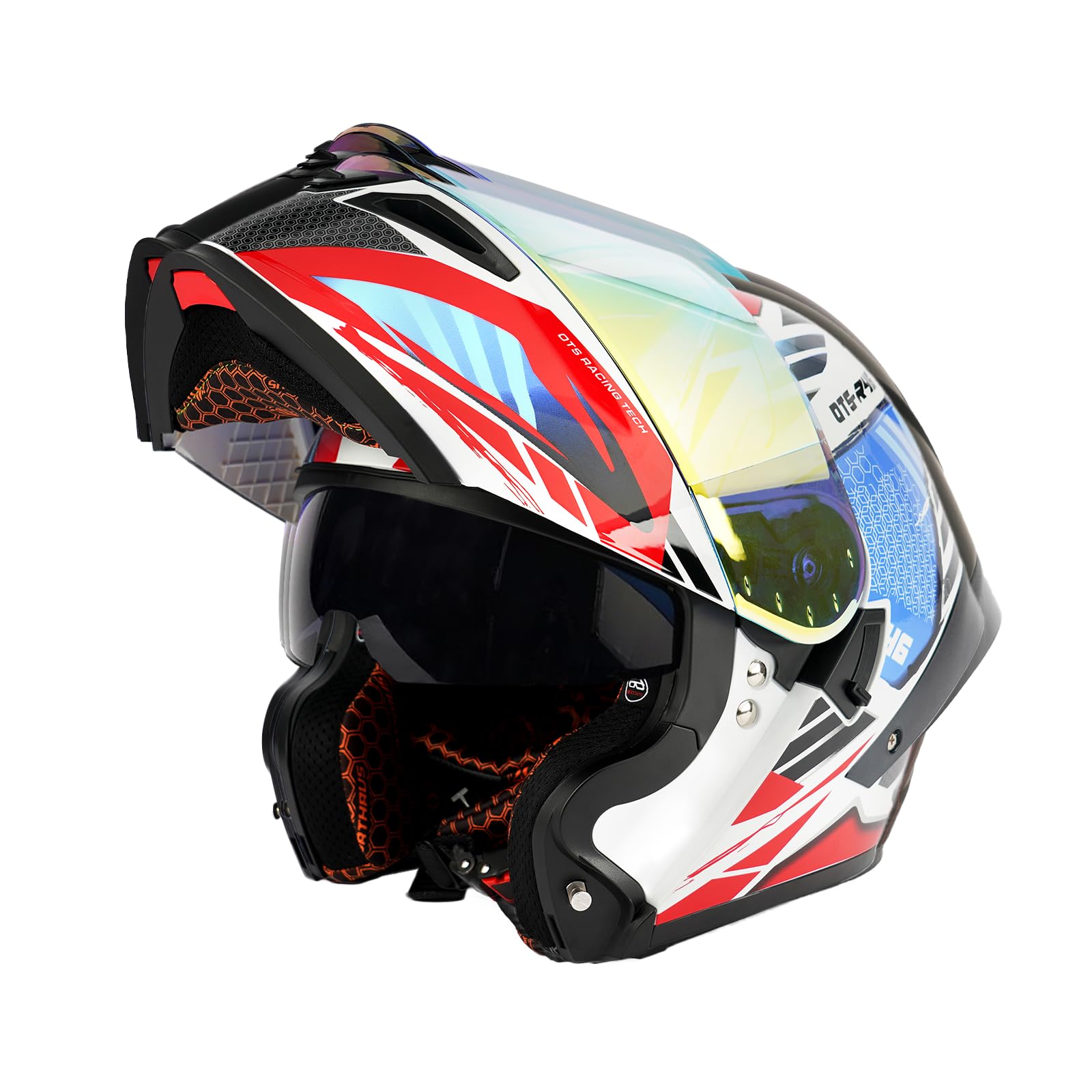Orthrus Modular LED Full Face Motorcycle Helmet - DOT Approved, Flip-Up Dual Visor Design for Men & Women - Ideal for Street Bikes, Mopeds, Racing & Commuting - Enhanced Visibility & Safety for Night Riding