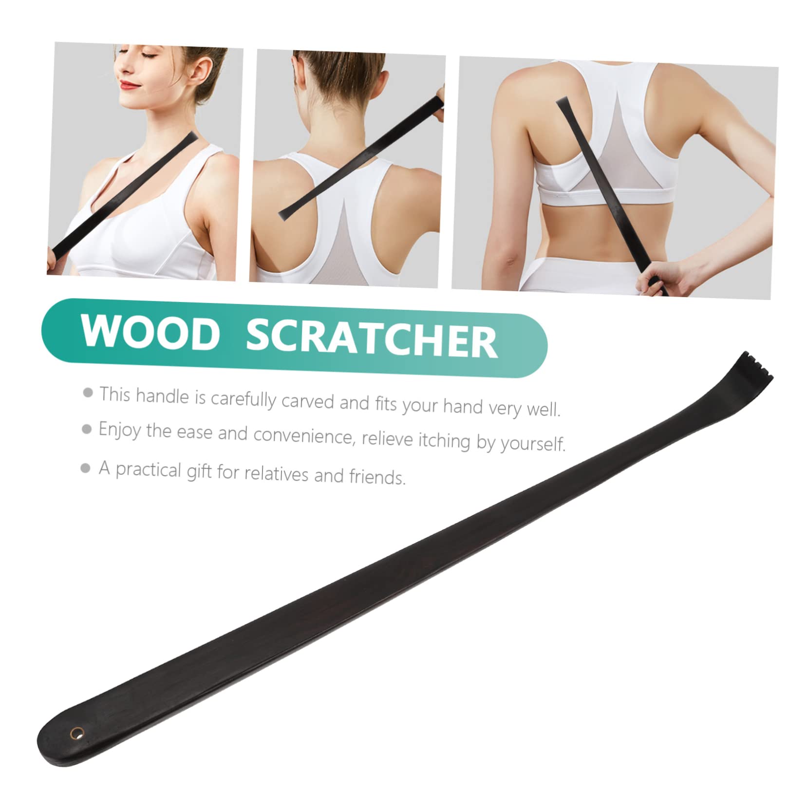 Premium Ebony Wood Back Scratcher for Women & Adults - Durable & Natural Manual Body Scratcher - Perfect for Itch Relief, Massage & Self Care at Home, Office or Travel