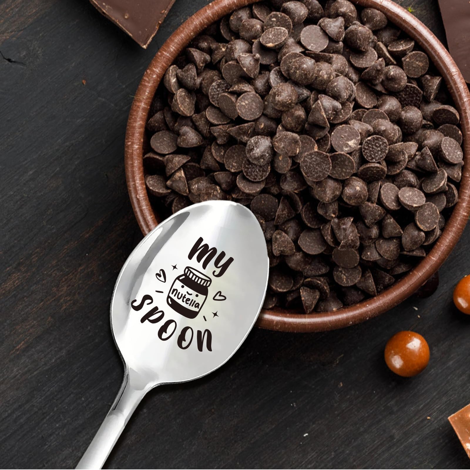 Stainless Steel Nutella Spoon - Perfect for Desserts, Cakes & Spreads - Unique Gift for Women, Men & Nutella Lovers - Birthday, Christmas, Thanksgiving, Graduation & Housewarming Present - Ideal for Kitchens, Picnics & Sweet Treat Moments