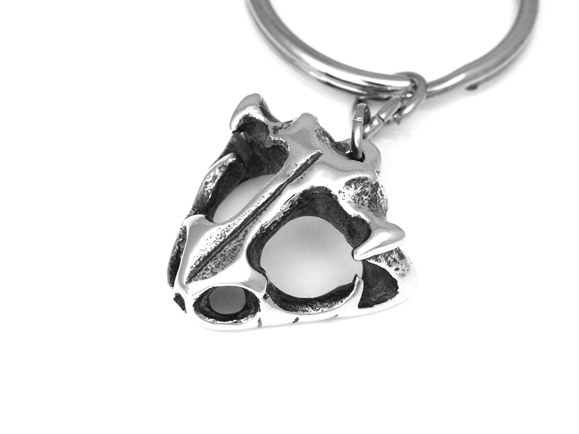 Handmade Pewter Frog Skull Keychain - Unique Amphibian Head Keyring for Gothic Fashion, Outdoor Adventures & Gift Giving