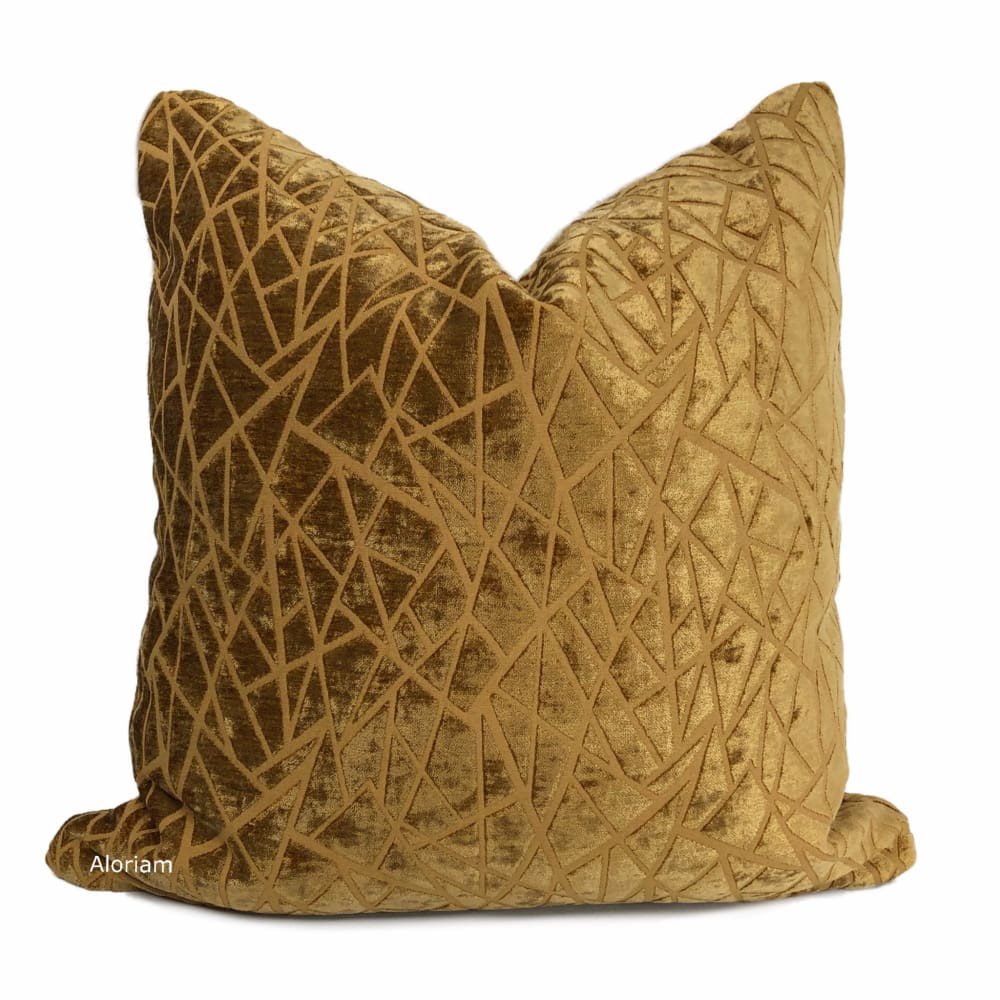 Fractal Golden Amber Modern Geometric Chenille Pillow Cover - Soft Decorative Throw Pillow Case for Sofa, Bed, Couch - Home Decor Accent for Living Room, Bedroom, Office