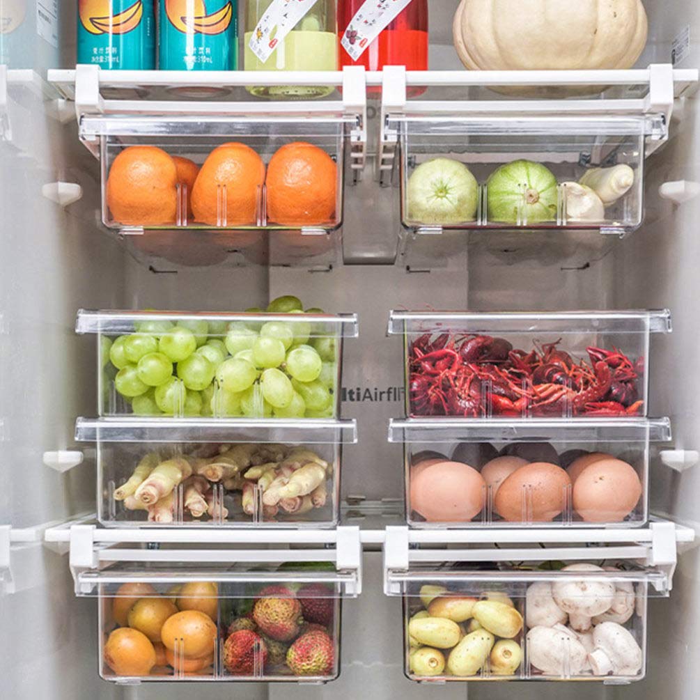 Cabilock Plastic Storage Bins - Fridge Egg Organizer & Drawer Organizer - Refrigerator Shelf Storage Bins for Under Shelf Organization - Perfect for Kitchen, Pantry, and Office Storage