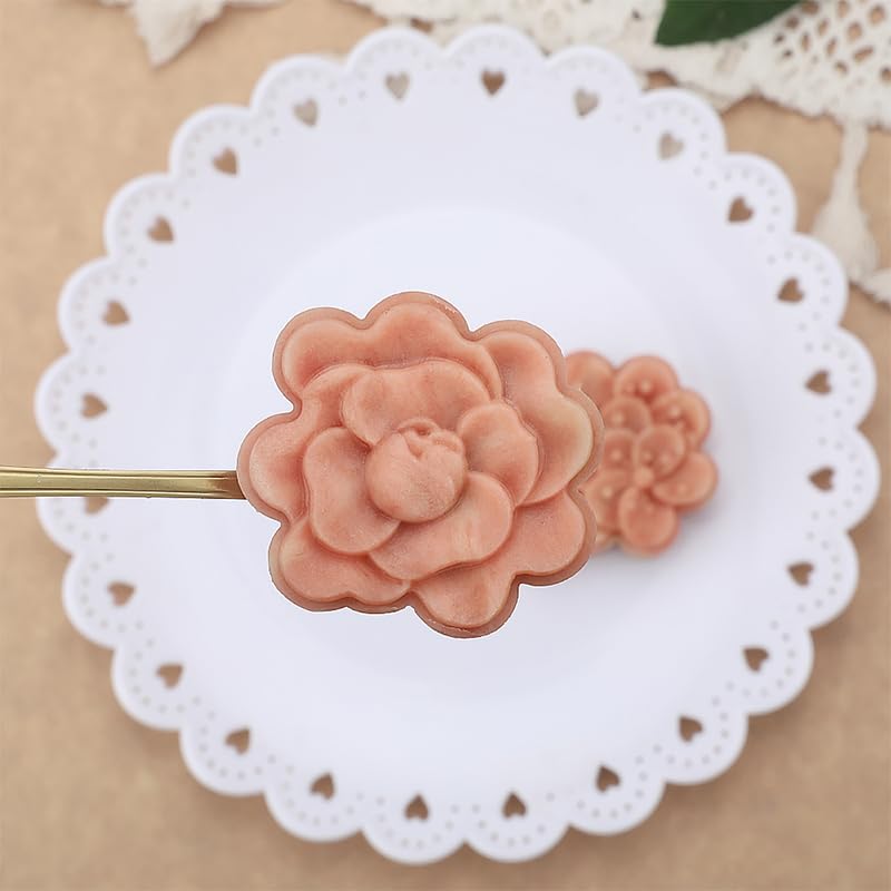 Mooncake Press Mold DIY Kit - 4 Plum Blossom Stamps for Handmade Mooncakes, Traditional Chinese Pastry Maker Tool for Mid-Autumn Festival Baking (Perfect for Home Baking, Gifts & Cultural Celebrations)