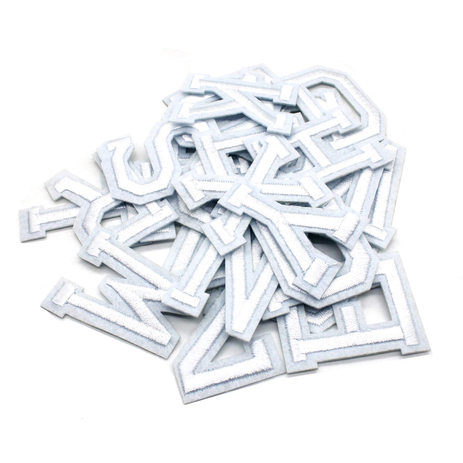 White Iron-On Letters for Clothing - 104pcs DIY Iron-On Patches, 4 Sets of 1.6”x2” Fabric Letter Patches - Perfect for Custom T-Shirts, Jackets & DIY Crafts