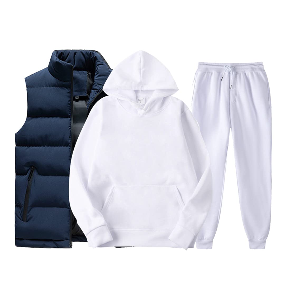 Men's 3-Piece Casual Tracksuit Set - Solid Color Hoodie, Sweatpants & Jacket | Trendy Sportswear for Gym, Running & Lounge Wear