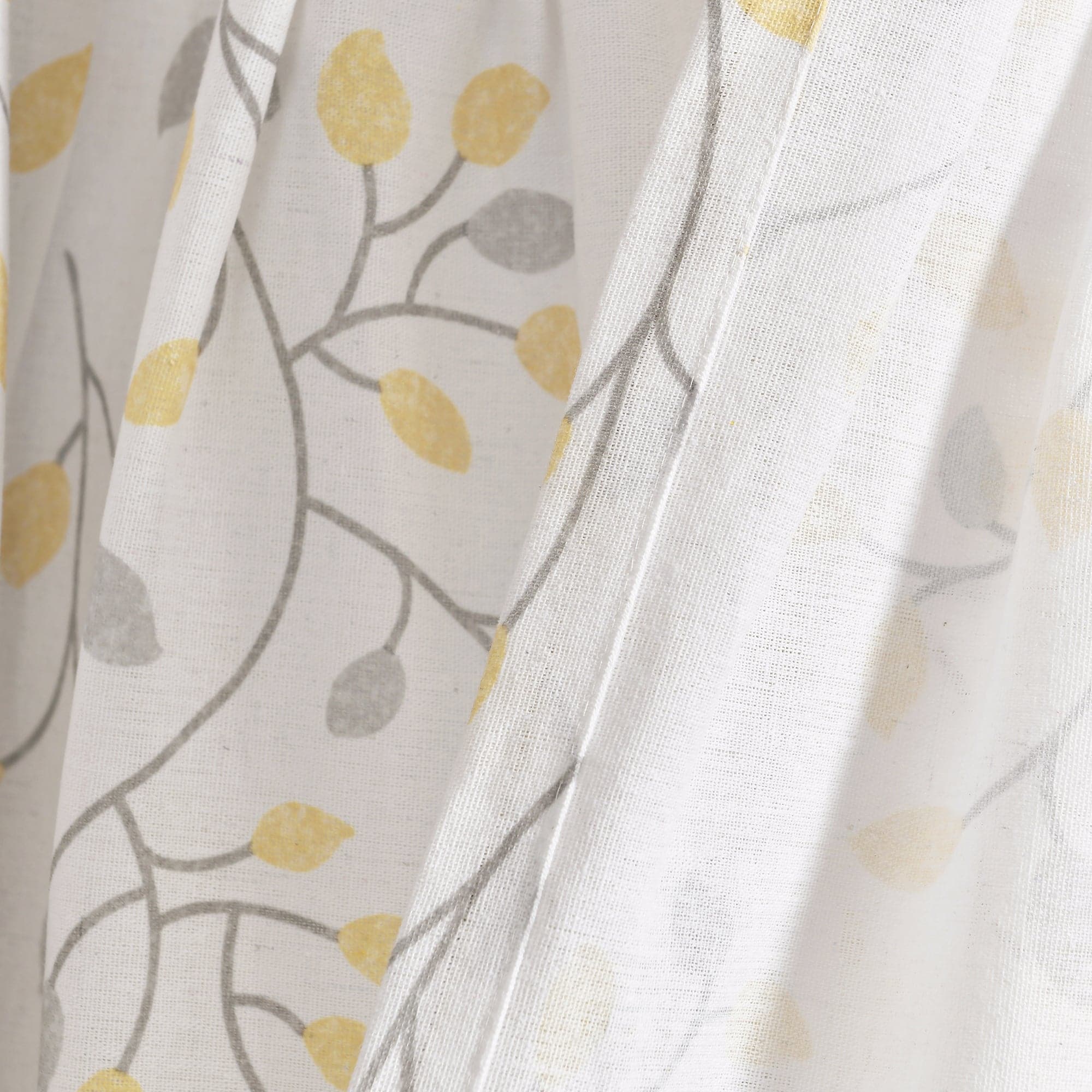 Linen Botanical Garden Window Curtain Panel with Button Details - Elegant Floral Design for Living Room, Bedroom & Home Decor