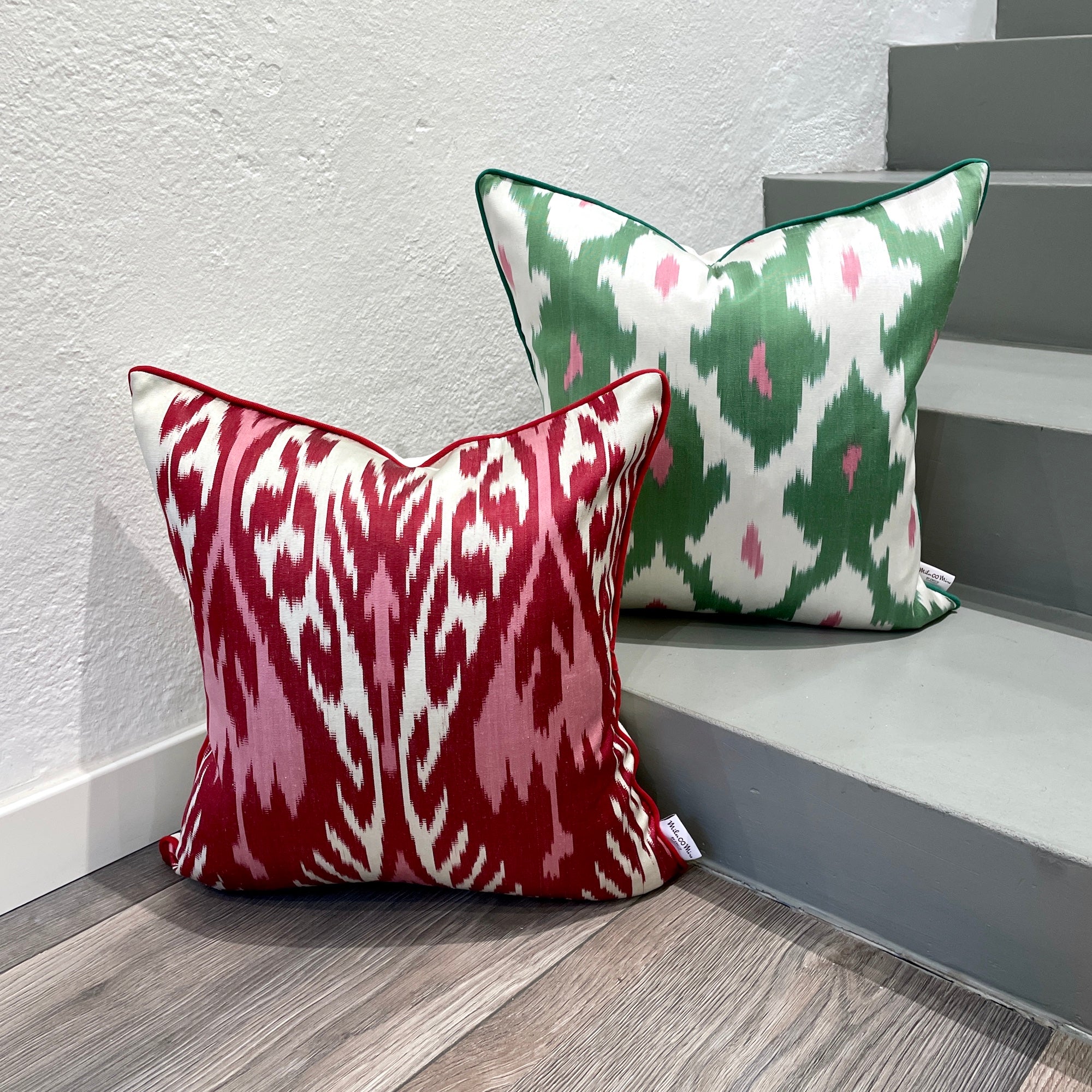 Premium Silk Ikat Cushion Cover - Spring Green Boho Pillow Case for Sofa, Bed & Home Decor | Handmade Luxury Throw Pillow for Living Room, Bedroom & Nursery