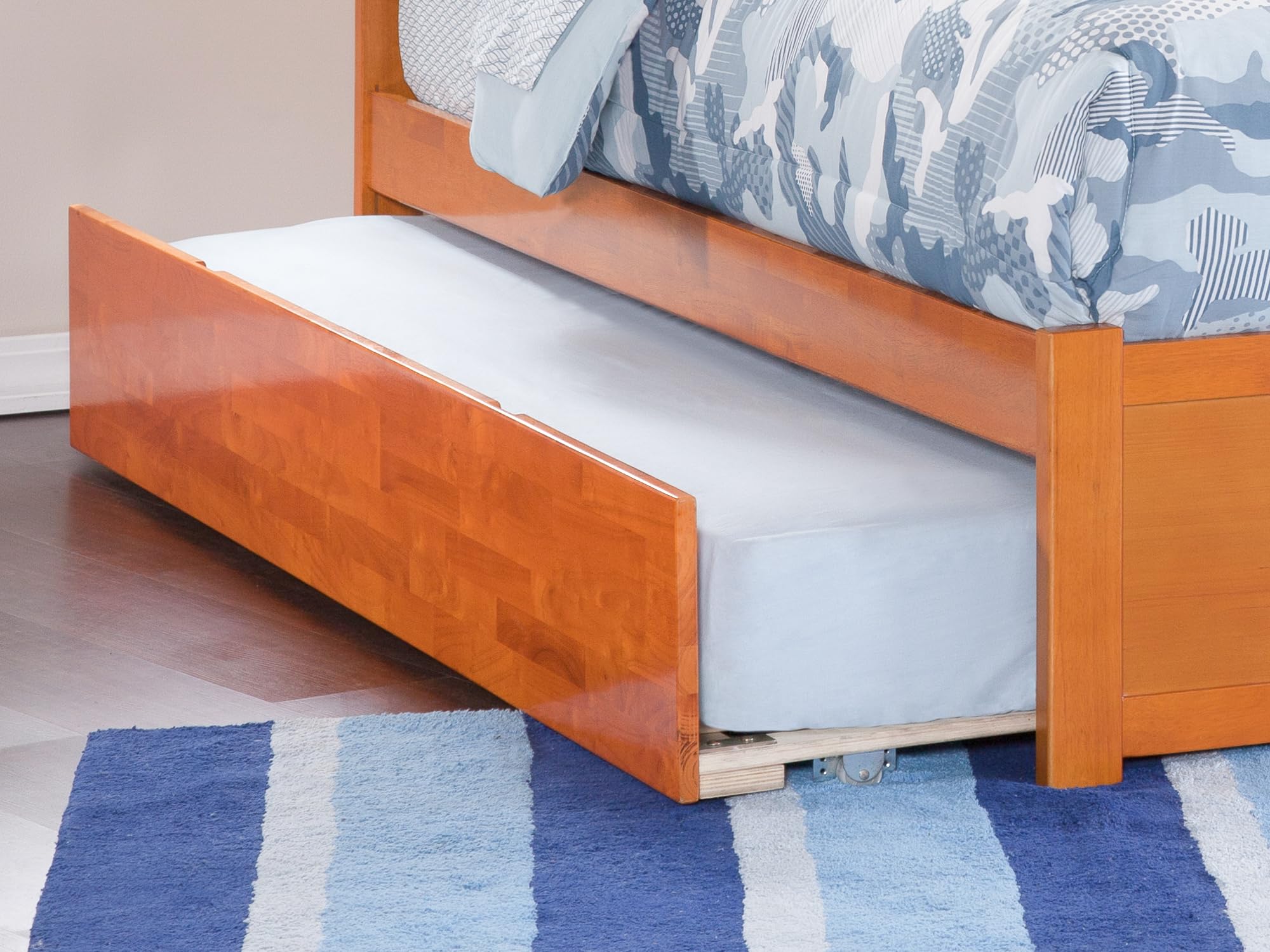 AFI Urban Trundle Bed - Full Size Platform Bed Frame with Storage Drawer, Caramel Finish - Perfect for Small Spaces, Guest Rooms & Kids' Bedrooms
