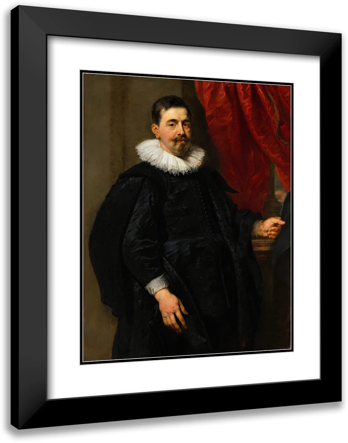 Peter Paul Rubens Portrait of a Man (Possibly Peter Van Hecke, c.1630) - 20x24 Inch Museum Art Print with Black Modern Frame & Double Matting | Wall Decor for Living Room, Office & Art Gallery Display