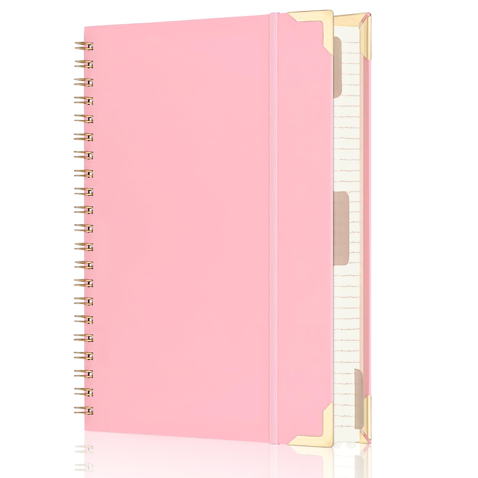 EOOUT Spiral Notebook - 3 Subject 150 Sheets College Ruled Journal with Thick Paper, 8.5 x 11 Hardcover Notebook for Women, School & Office Supplies (Pink) - Perfect for Note Taking, Journaling & Gift Giving
