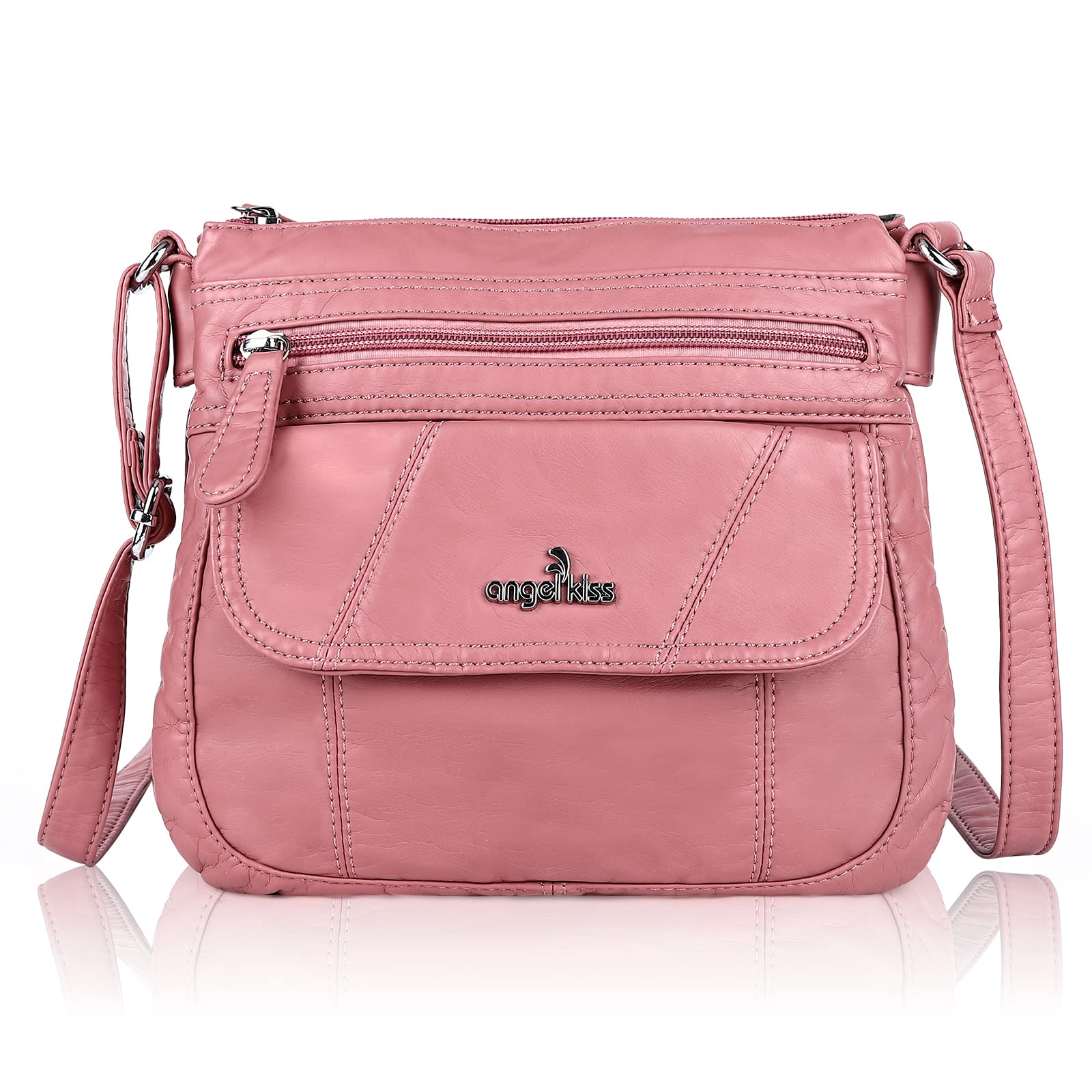 Angel Kiss Women's Crossbody Bag - PU Leather Adjustable Shoulder Handbag Purse for Daily Use, Travel & Shopping
