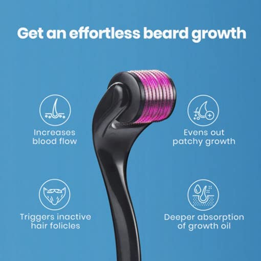 SIYAA 0.5mm Derma Roller for Hair Regrowth & Skin Rejuvenation - 540 Titanium Micro Needles for Scalp, Face & Beard - Treats Acne Scars, Wrinkles & Stretch Marks - Men & Women | Perfect for At-Home Hair Growth Therapy & Anti-Aging Skincare Routine