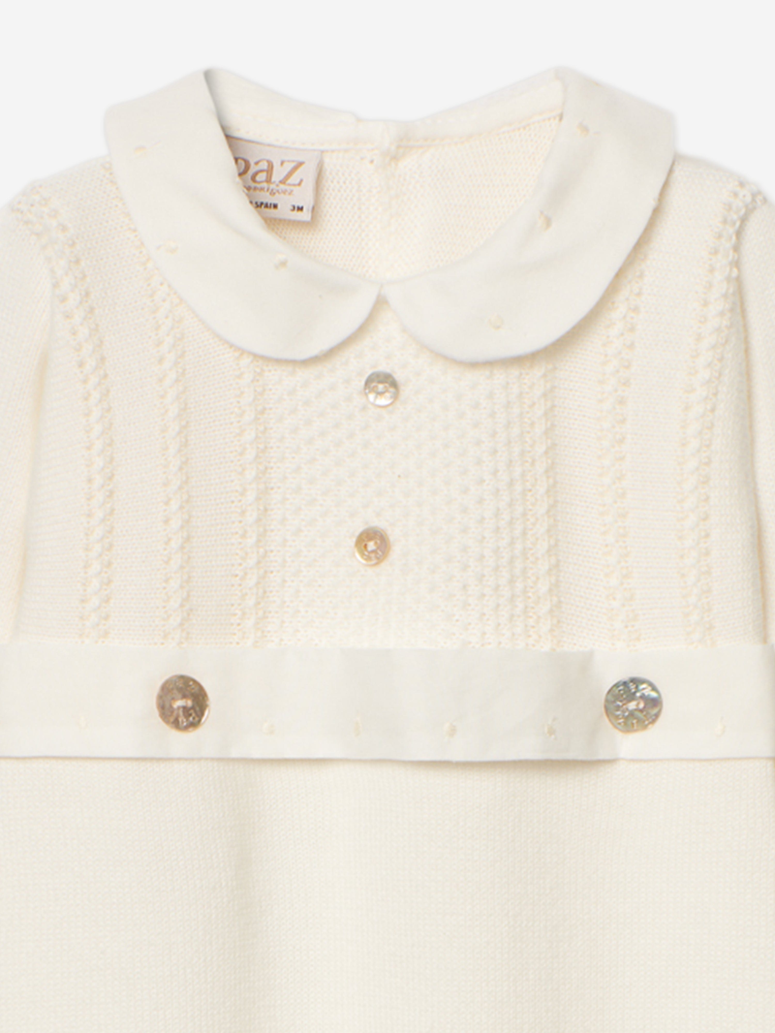 Ivory Baby Knitted Babygrow - Soft & Comfortable Newborn Outfit for Cozy Sleep & Playtime