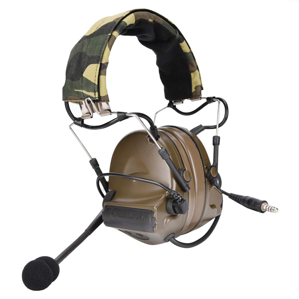 Yoidesu COMTAC II Tactical Headphones - Noise Cancelling Silicone Earmuffs with U94 PTT Walkie Talkie Headset (K-Head Compatible) for Military Training, Airsoft Games & Outdoor Adventures