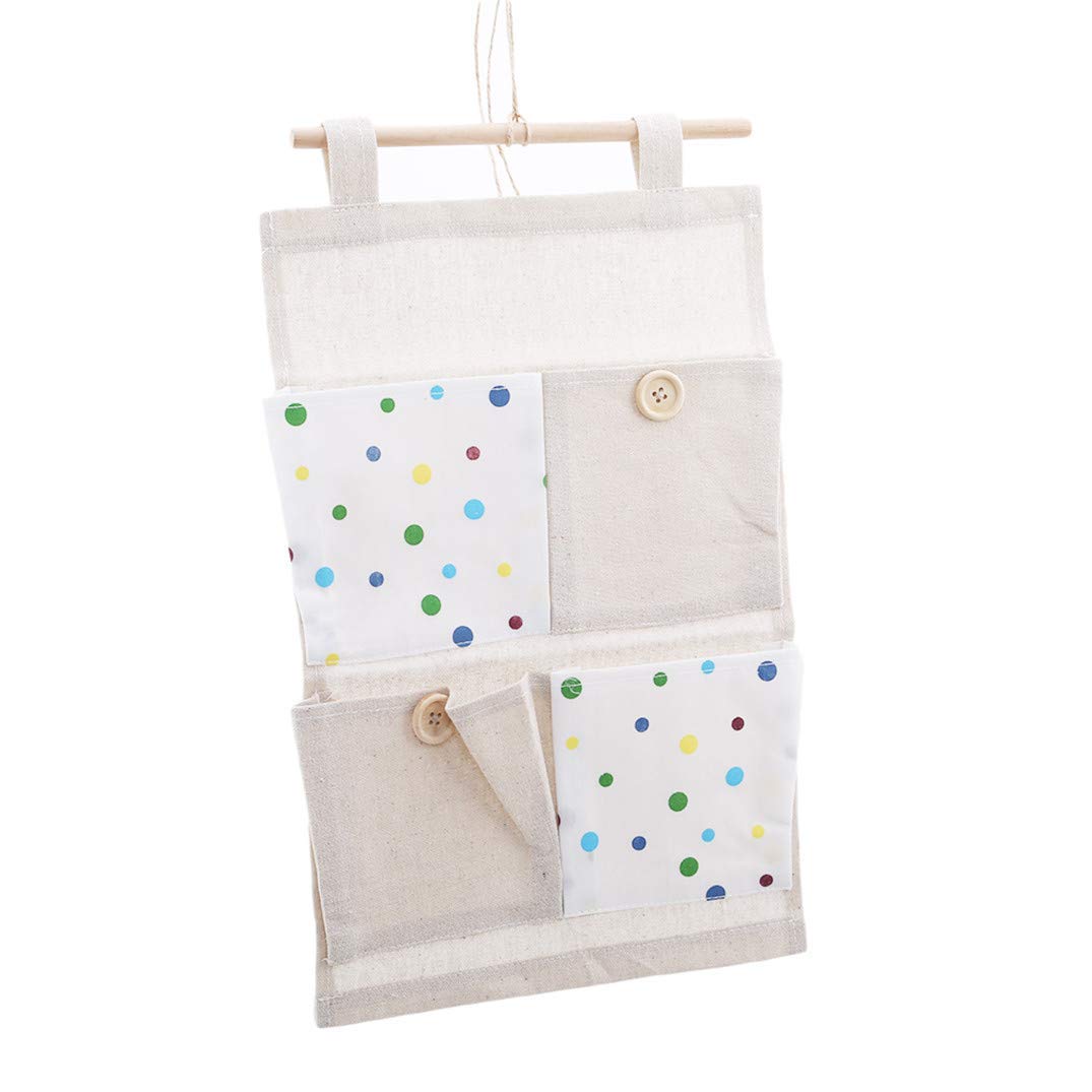 U-M Pulabo Hanging Storage Bag - Pastoral Style Wall Door Closet Organizer with Polka Dot Design, Durable & Useful for Home, Office, or Dorm Room Organization