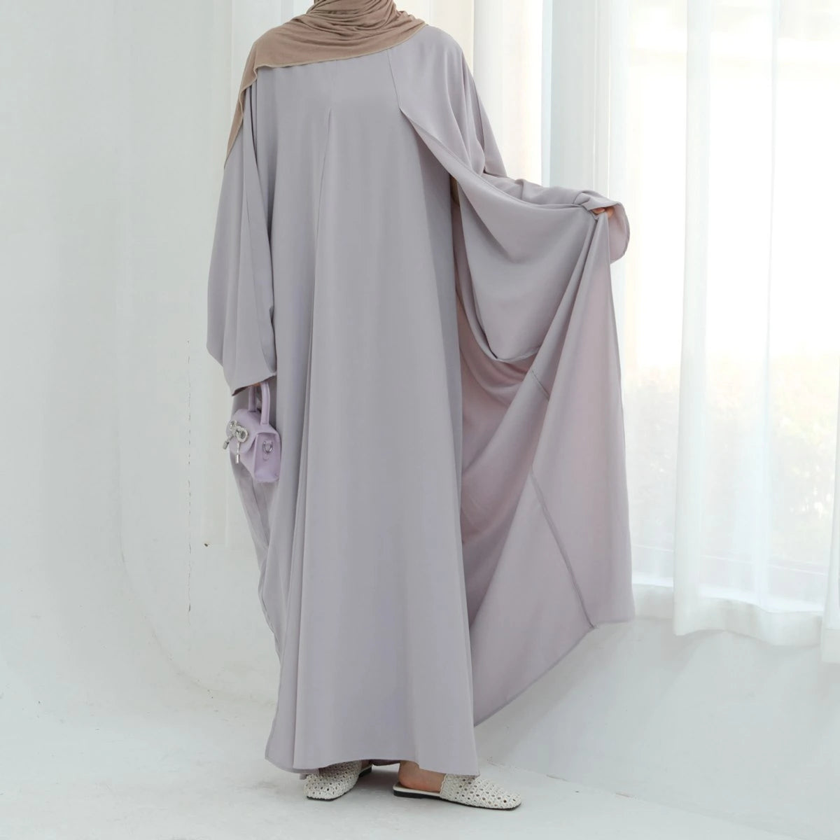 Elegant Splicing Type Nida Abaya Dress #24834 - Modest Islamic Women's Prayer Dress for Mosque & Special Occasions