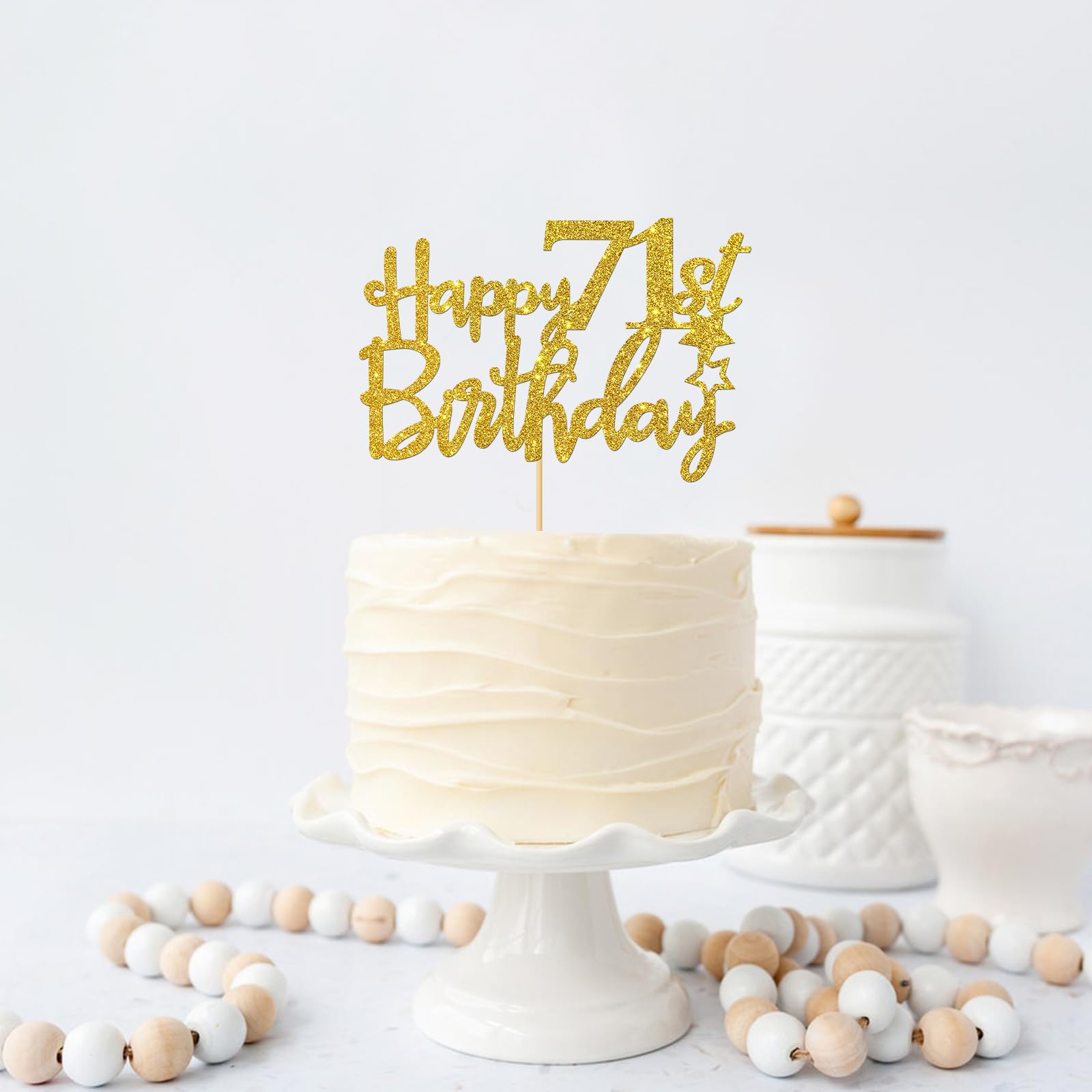 Gold Glitter Happy 71st Birthday Cake Topper - 71 Sign Cake Decor - Cheers to 71 Years Party Supplies - 71st Birthday Party Decorations for Women & Men - Perfect for Anniversary Celebrations, Retirement Parties & Milestone Events
