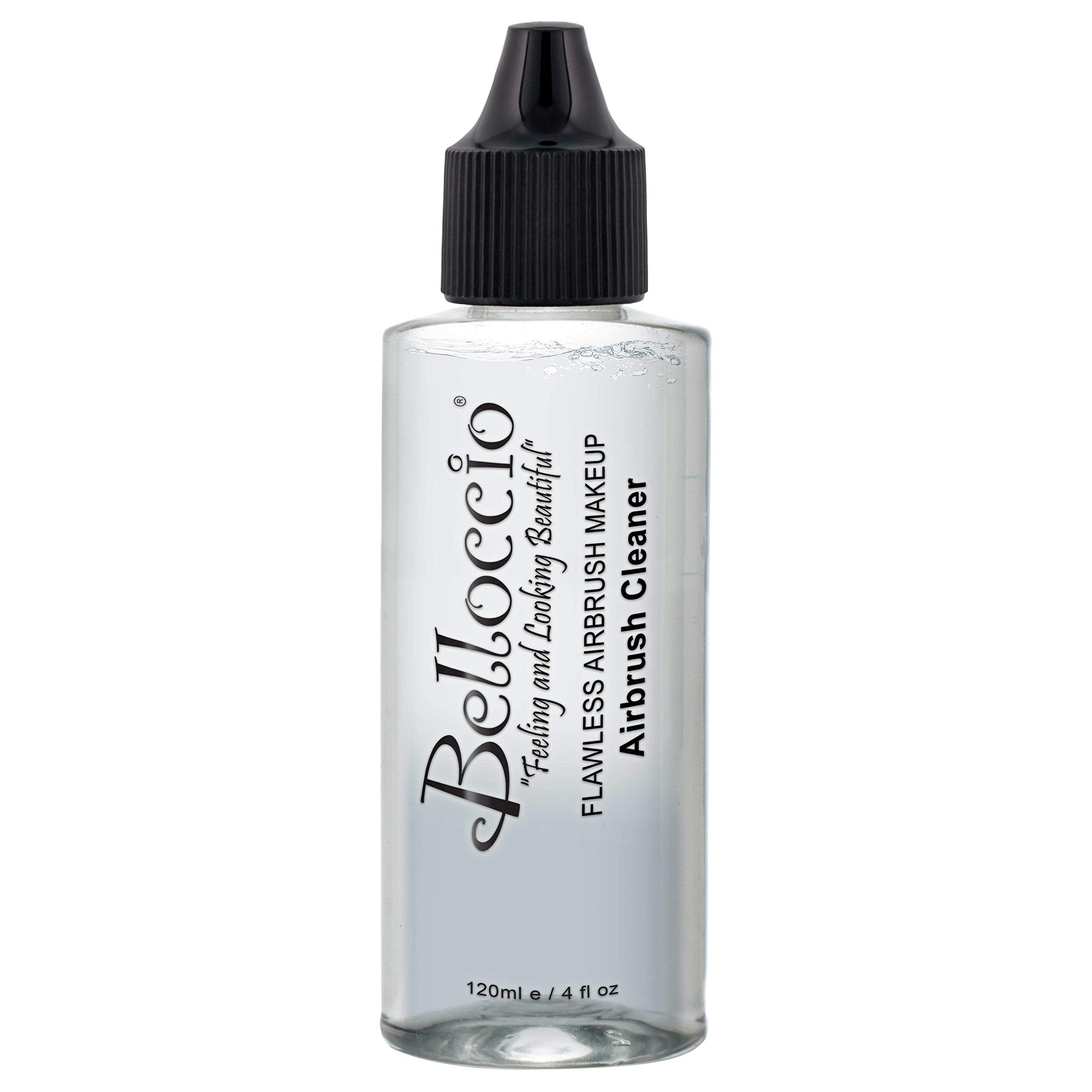 Belloccio 4oz Airbrush Cleaner - Fast Acting Makeup Brush & Airbrush Cleaning Solution for Foundation, Blush, Highlighter - Professional Cosmetic & Paint Tool Cleaner - Perfect for Makeup Artists & Airbrush Enthusiasts