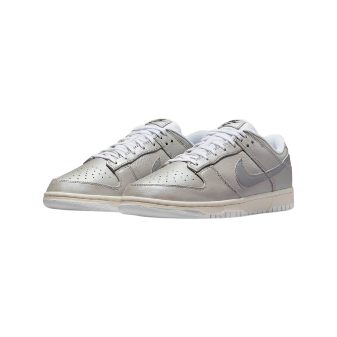 Nike Dunk Low SE Metallic Silver White Sneakers - Men's/Women's Casual Shoes for Running, Walking & Streetwear Fashion