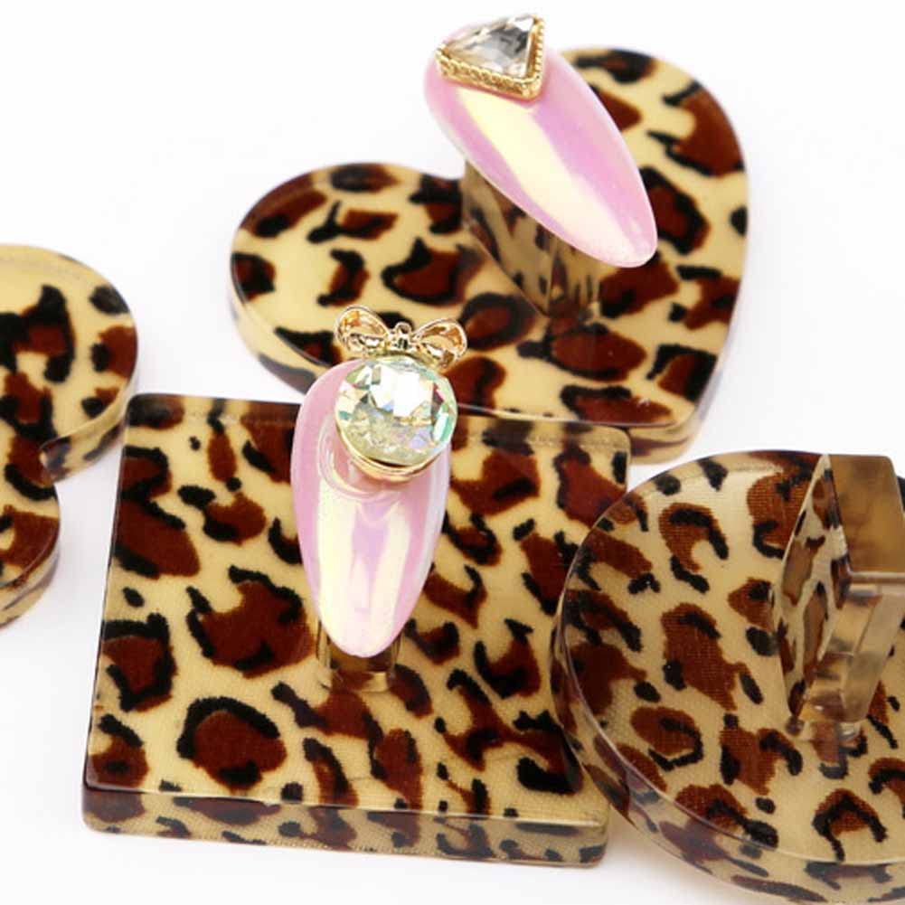3 Pcs Leopard Print Nail Art Practice Stands - Plastic Nail Tip Training Display Holders for Manicure & Nail Art Practice - Perfect for Home, Salon & Professional Nail Tech Use - Great for Beginners & Nail Art Training