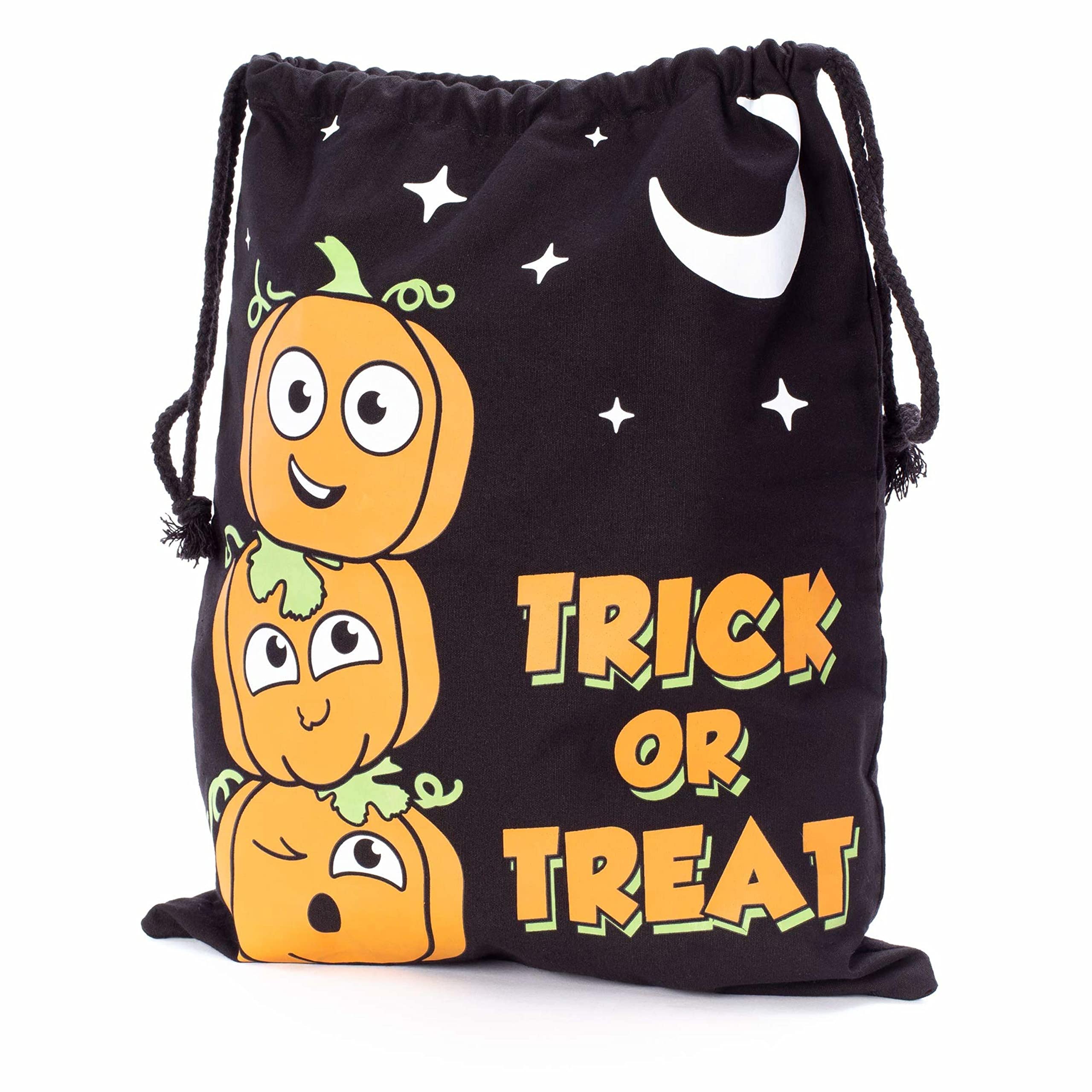 Halloween Trick or Treat Candy Bag - Reusable Washable Canvas Tote with Drawstring for Halloween Candy Collection | Pumpkin Design | Perfect for Trick-or-Treating, Halloween Parties & Candy Storage