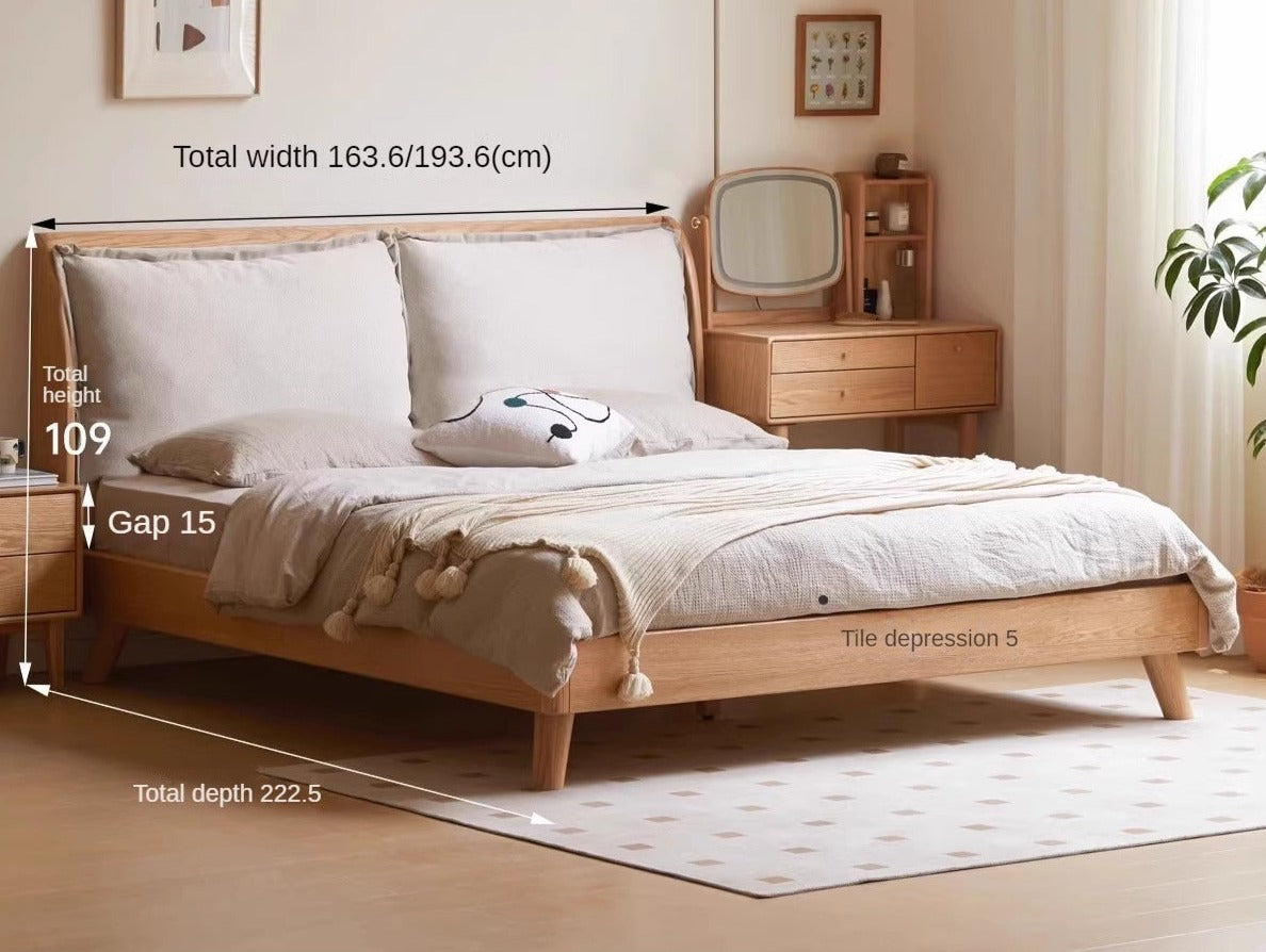 Premium Oak Solid Wood Frame with Top Grain Leather Upholstery & Technical Fabric Bed - Perfect for Modern Bedrooms, Guest Rooms & Luxury Home Decor
