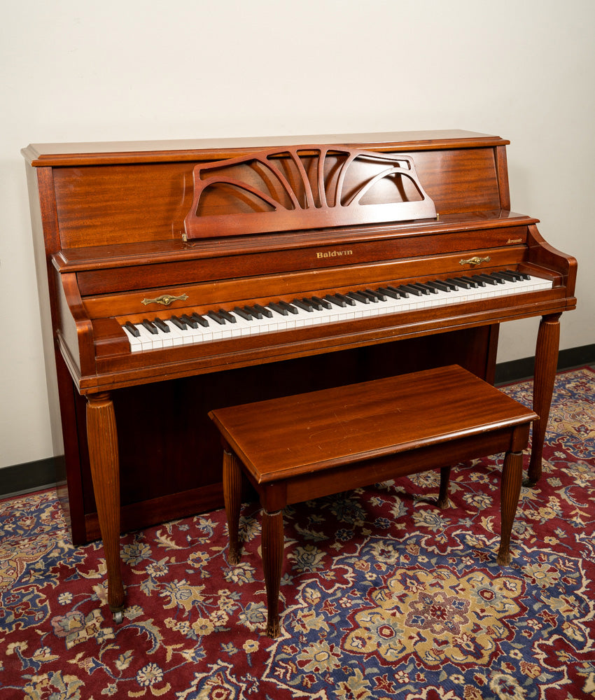 Acrosonic by Baldwin Spinet Piano in Satin Walnut Finish - Premium Upright Piano for Home & Studio (SN: 1498382) | Perfect for Beginners, Music Lessons & Small Spaces