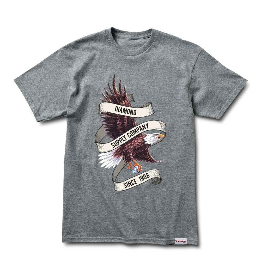 Premium Diamond Bald Eagle Graphic T-Shirt - Heather Grey - Comfortable Cotton Tee for Men & Women - Perfect for Casual Wear, Outdoor Adventures & Patriotic Events