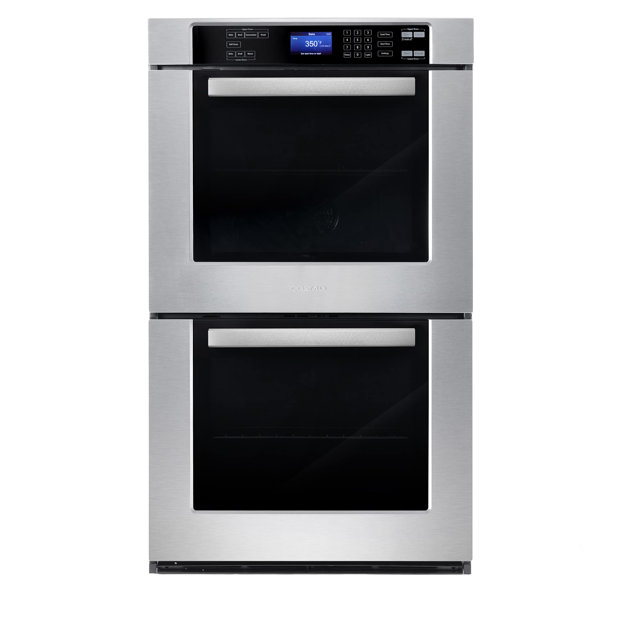 COSMO COS-30EDWC 30 Inch Stainless Steel Double Electric Wall Oven with True Convection & Self-Cleaning - Blue Porcelain Finish | Perfect for Modern Kitchens, Baking & Large Family Cooking