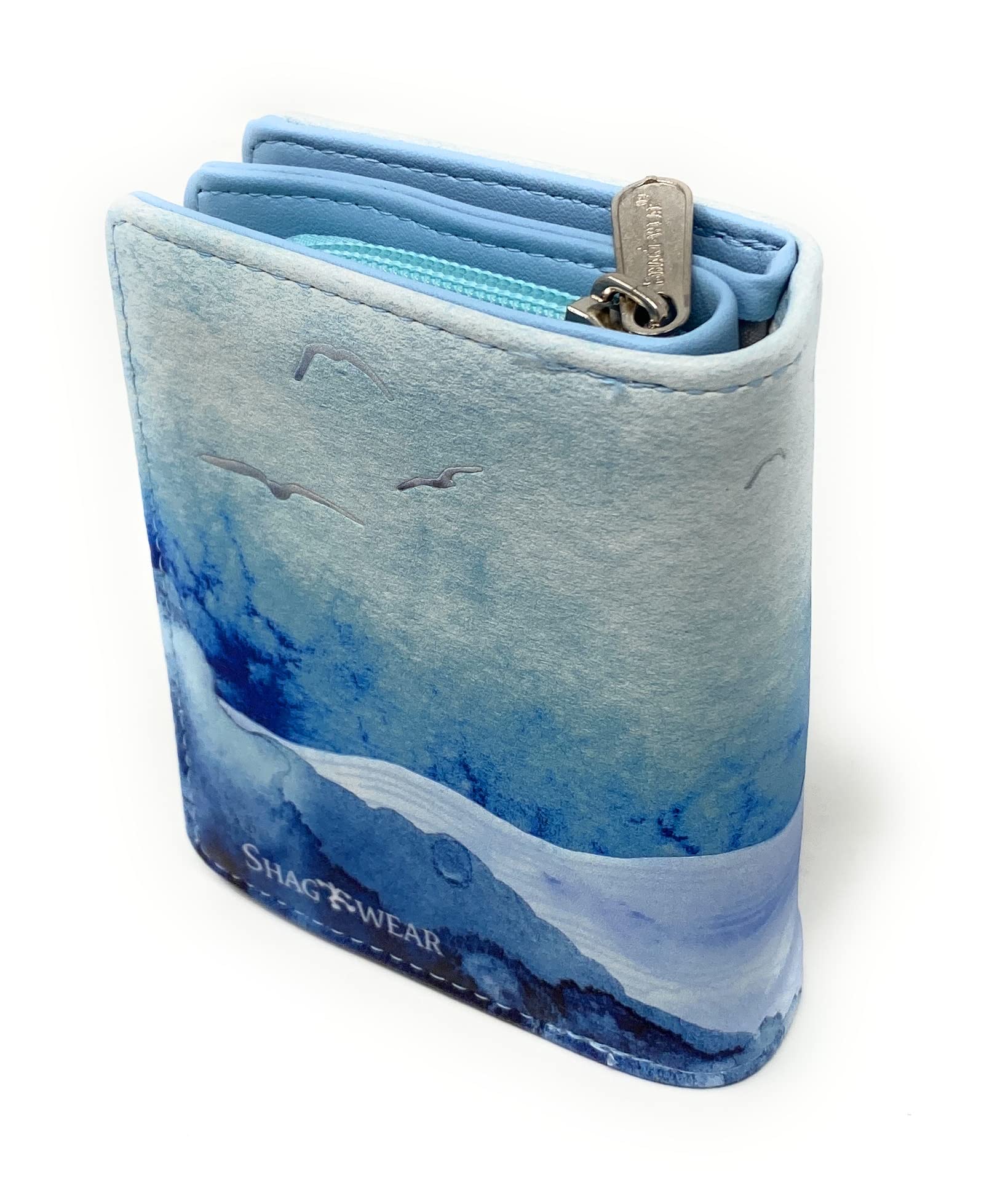 **Mystic Dolphin Vegan Faux Leather Small Beach Wallet for Women & Teens – Stylish Blue 4.5
