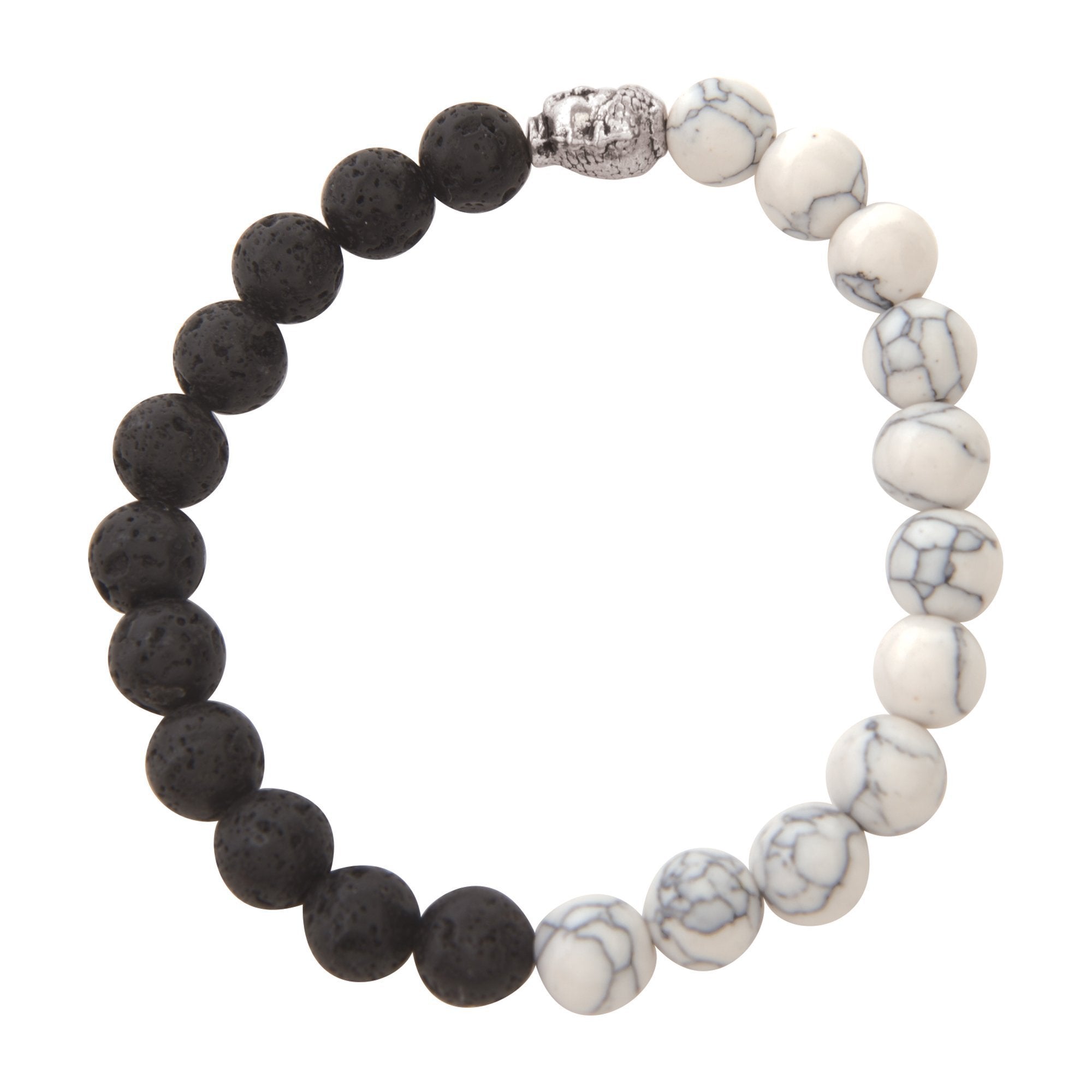 Black & White Marble Lava Stone Bracelet for Women - Healing Crystal Energy Jewelry for Stress Relief & Positive Vibes - Perfect for Yoga, Meditation & Everyday Wear