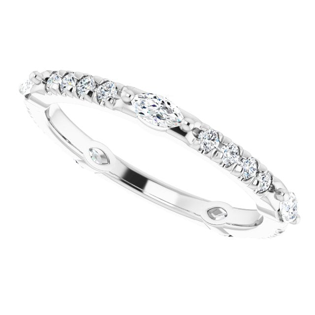 0.80 Carat Prong Set Marquise & Round Diamond Eternity Wedding Band - Perfect for Anniversary Gifts, Bridal Jewelry & Special Occasions