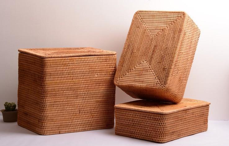 Extra Large Woven Storage Baskets with Lid - Rectangular Clothes Organizer for Bedroom, Living Room & Laundry Room - Home Decor Storage Solution for Blankets, Toys & Essentials