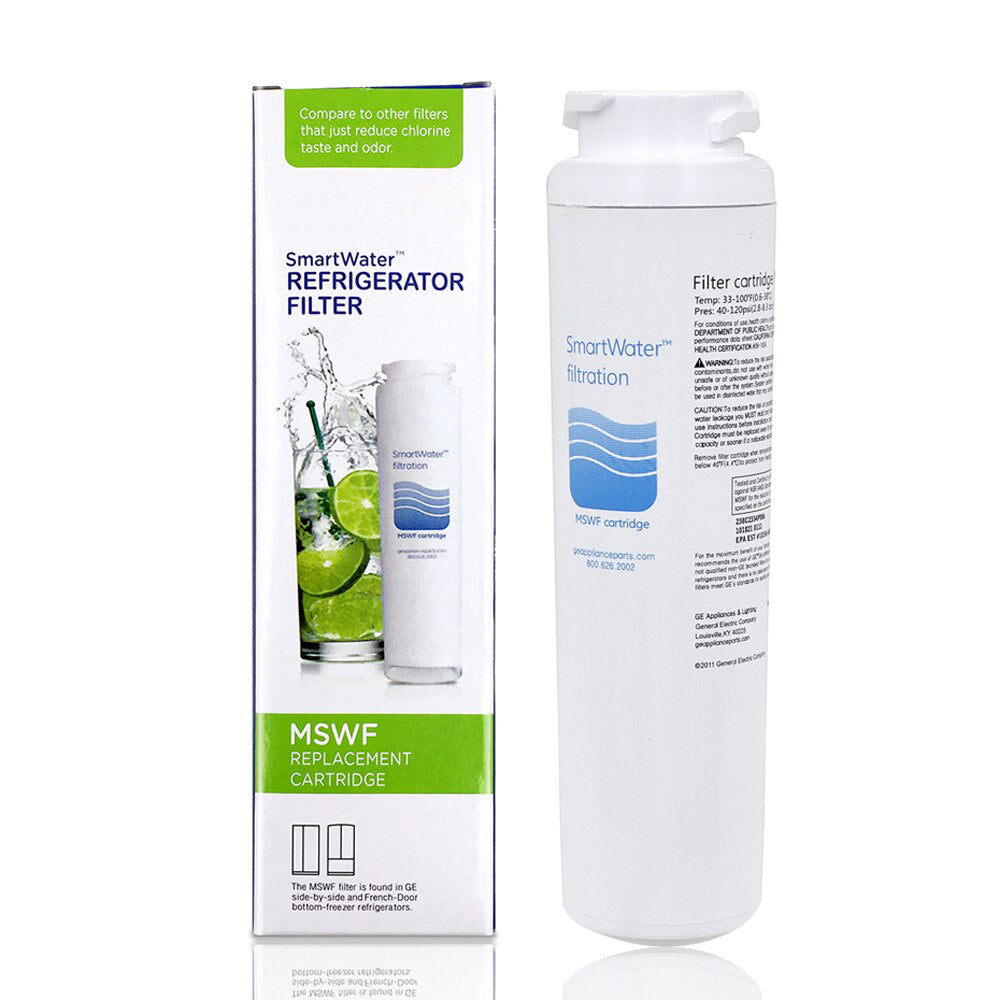 GE MSWF Replacement Refrigerator Water Filter - Blue Ripple, NSF Certified, Reduces 99% Contaminants | Perfect for Clean Drinking Water, Ice Cubes & Coffee Makers