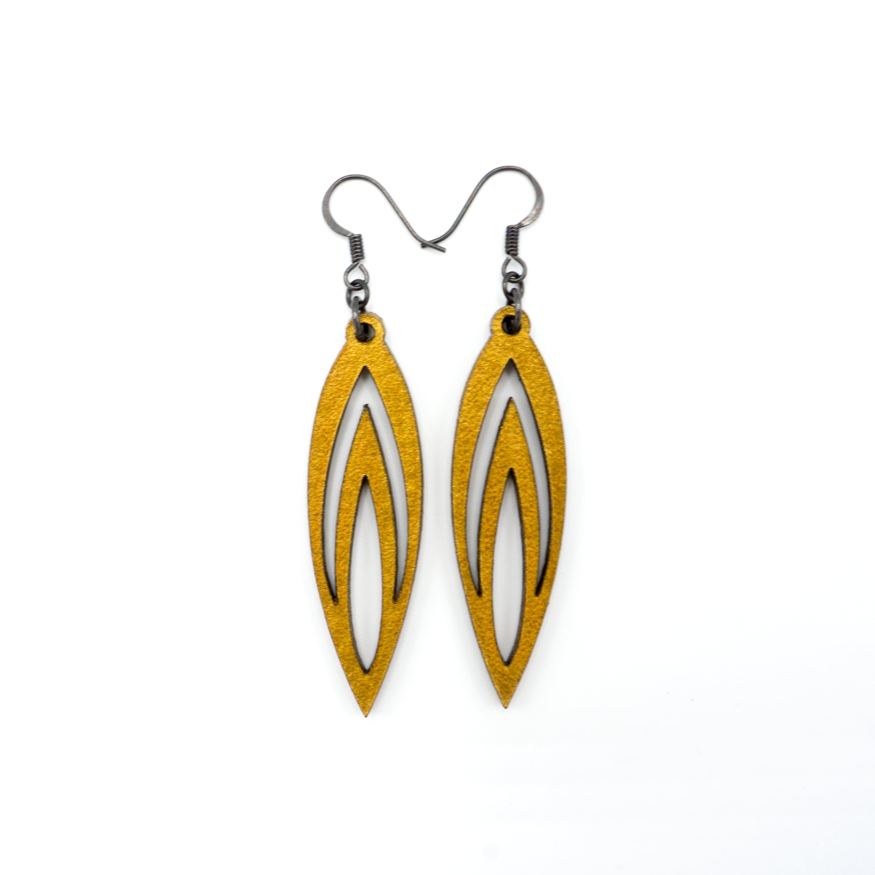 Totem 08 [S] Gold Leather Earrings - Boho Chic Handmade Jewelry for Women, Perfect for Festivals, Parties & Everyday Wear