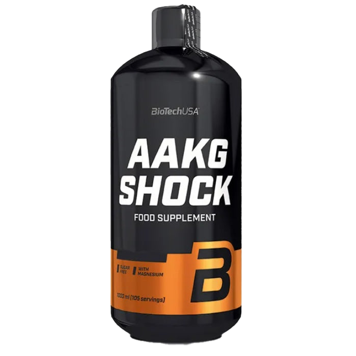 BioTechUSA AAKG Shock Extreme Pre-Workout Supplement - 1000ml Orange Flavor for Energy & Performance Boost | Ideal for Gym, Bodybuilding & Athletic Training