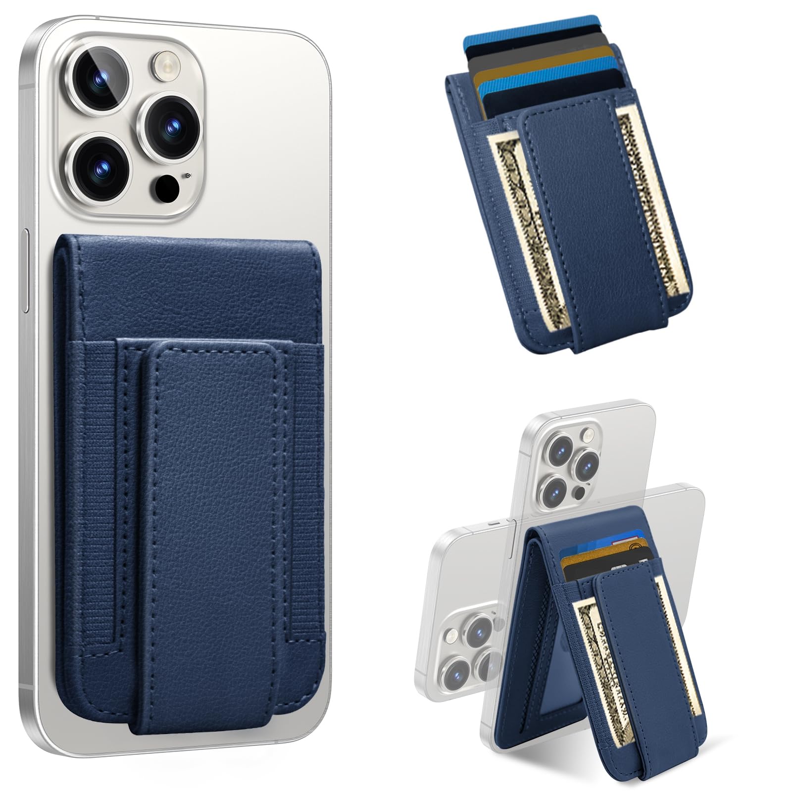 Magnetic Phone Wallet for iPhone 16/15/14/13/12 Pro Max Plus - Detachable MagSafe Wallet with Adjustable Stand & Money Clip | Holds 10+ Cards | Perfect for Travel, Shopping & Everyday Use