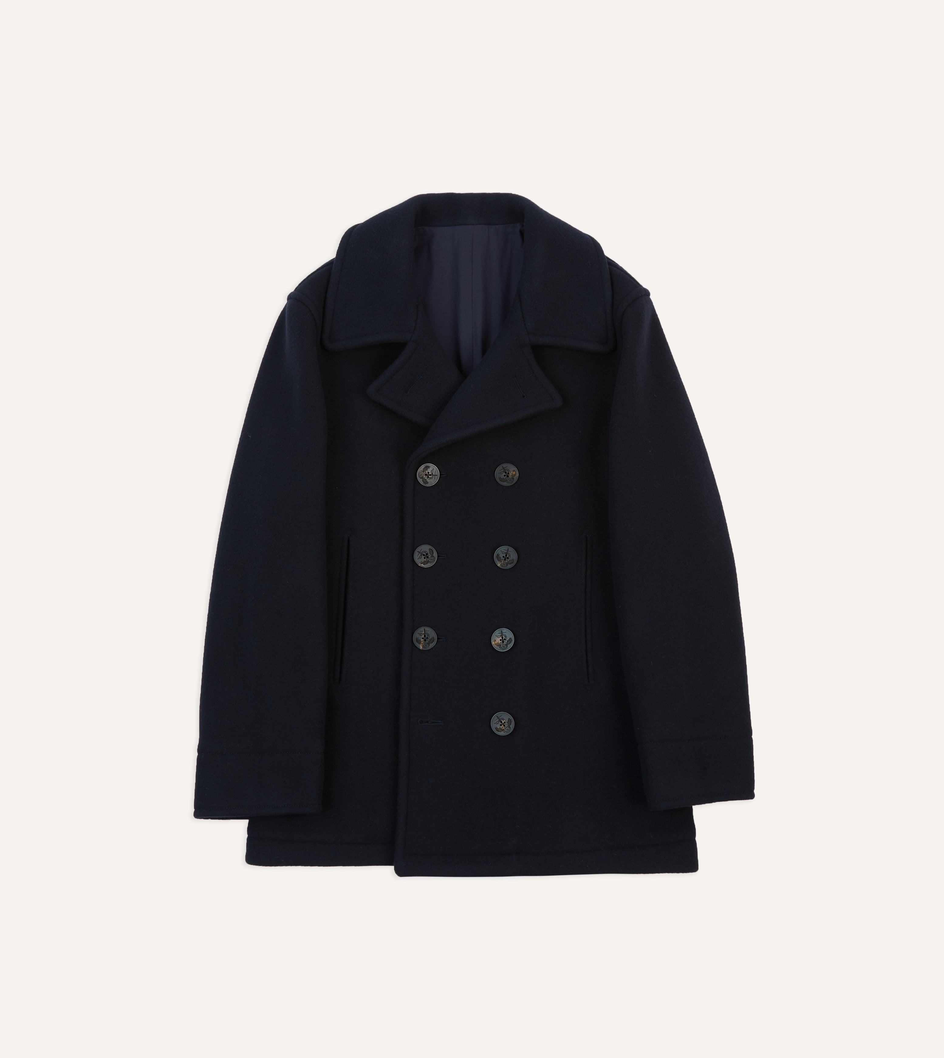 Premium Navy Blue Wool Double Breasted Peacoat Coat for Men - Classic Winter Overcoat for Formal & Casual Wear | Office, Dating, Business Occasions