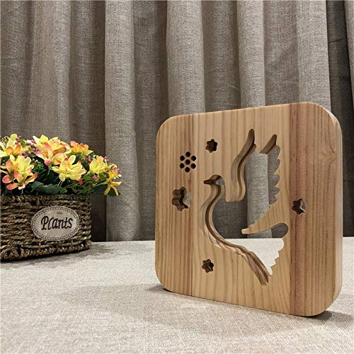 Pigeon Theme 3D Wooden LED Night Light - Handcrafted Home Decor Lamp for Bedroom, Nursery & Living Room - Perfect Easter Gift & Cozy Ambiance Lighting