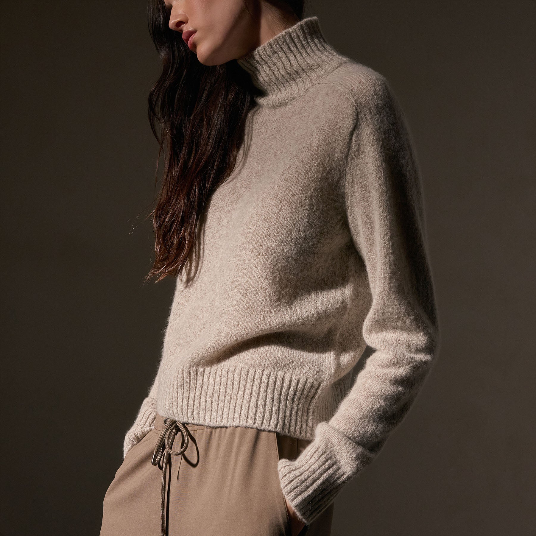 Luxury Cashmere Funnel Neck Sweater for Women - Soft Hazel Winter Pullover | Cozy Office Wear & Casual Outfits