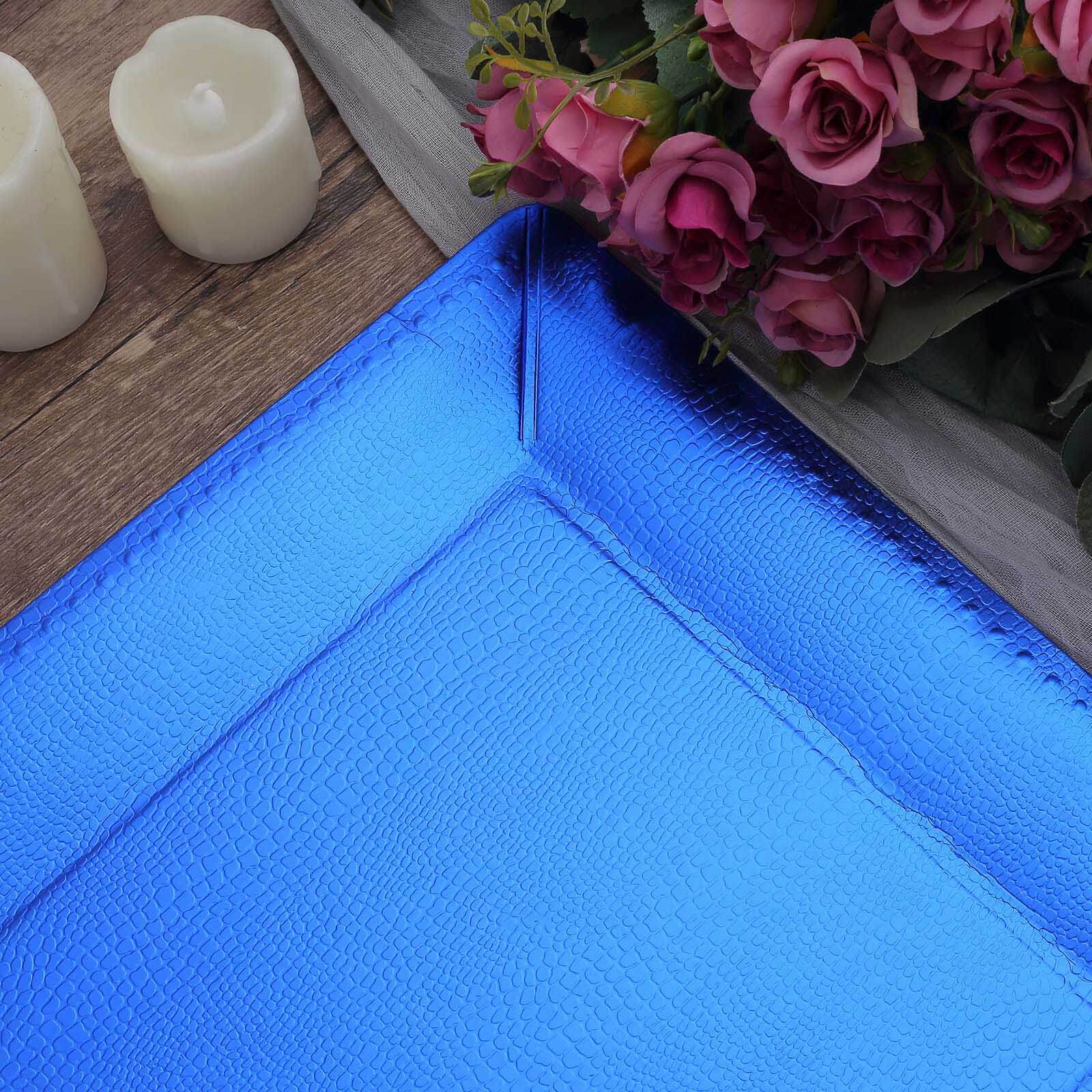 10 Pack Royal Blue Disposable Square Charger Plates - Leather-Like Texture, 13