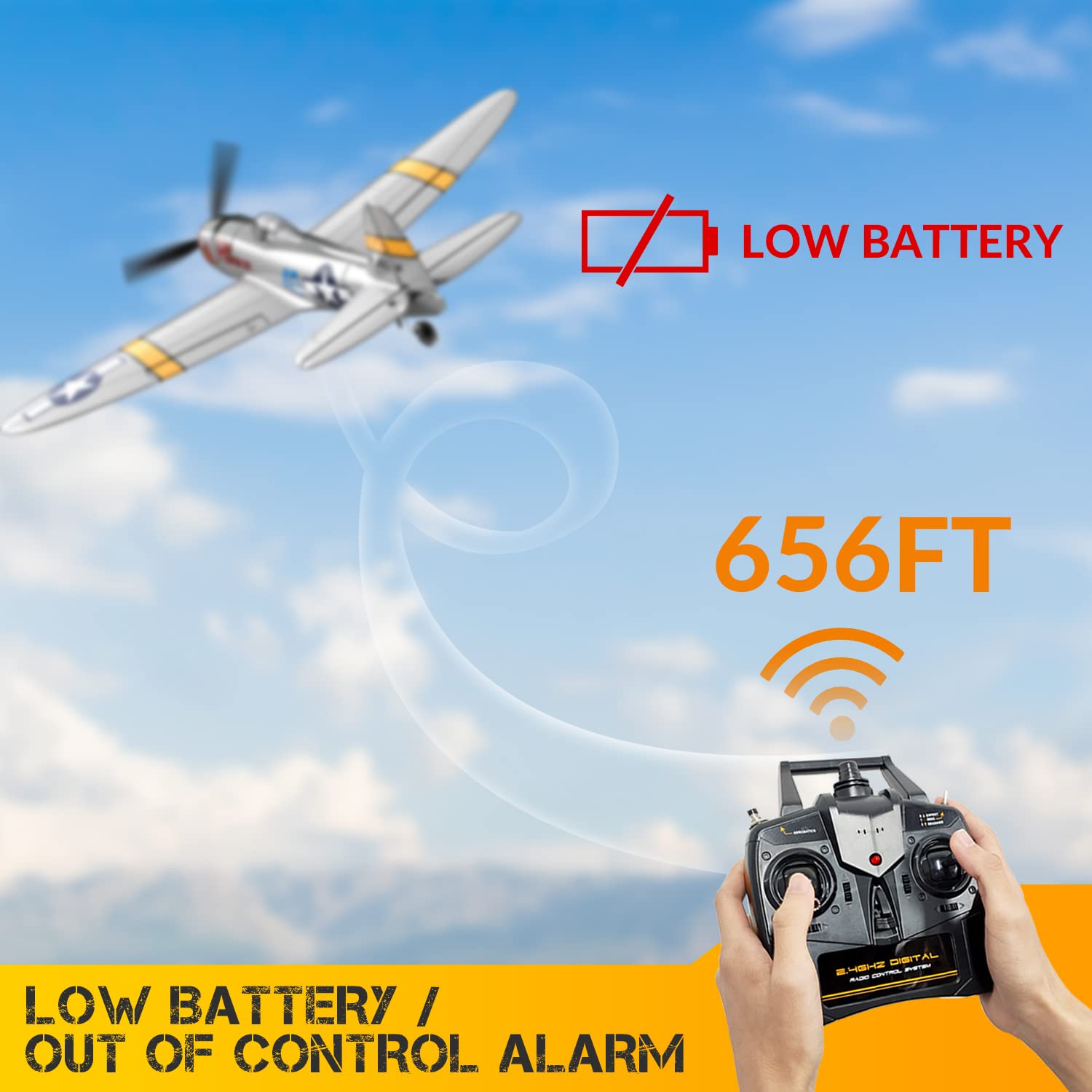 VOLANTEXRC P-47 Thunderbolt RC Plane for Beginners - 4CH WWII Warbird with Aileron, 2.4Ghz Remote Control Airplane | Xpilot Self-Righting & One Key Aerobatic | Ready-to-Fly (RTF) | Perfect Gift for Adults & RC Hobbyists | Great for Outdoor Flying, Backyard Practice & Aerial Photography