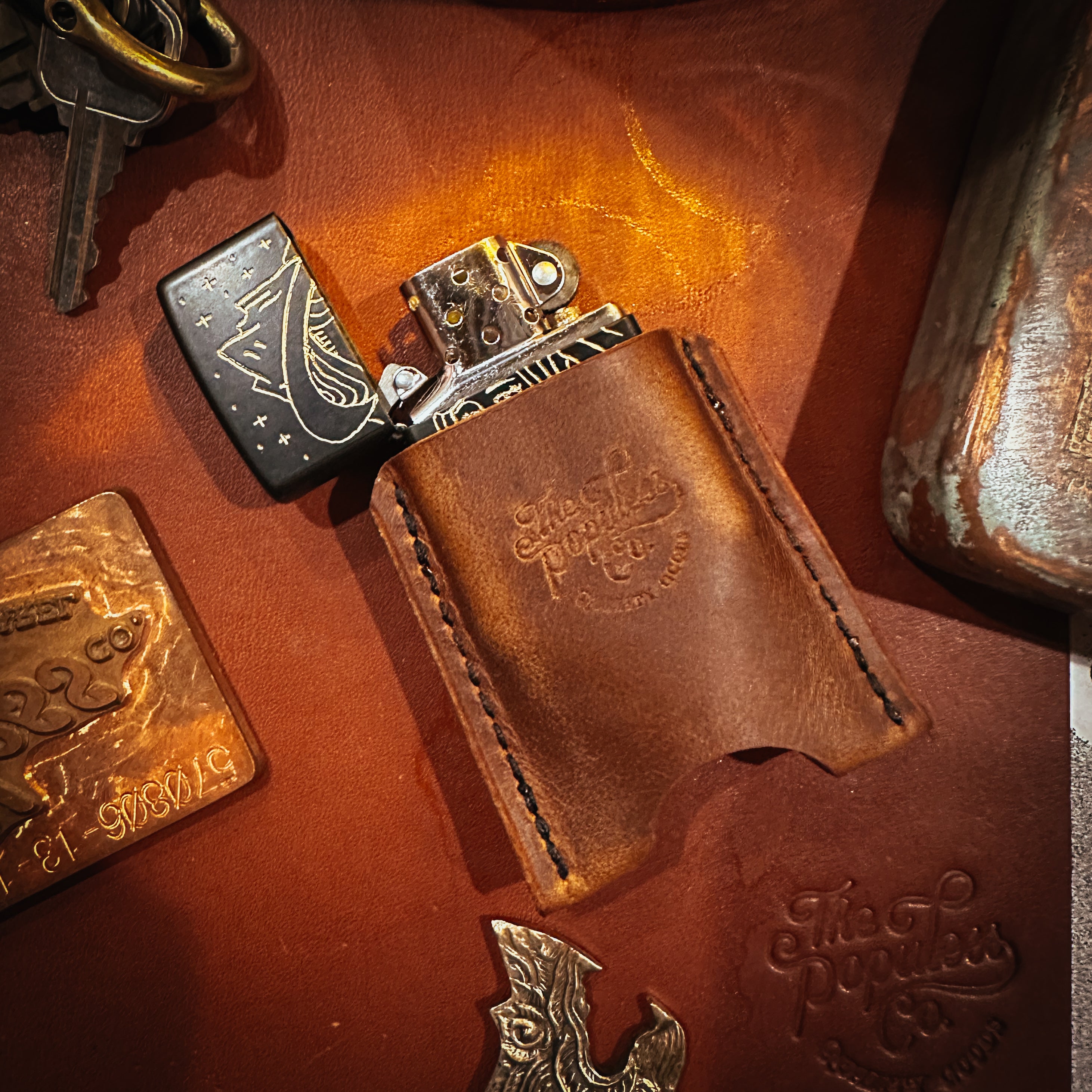 BROOKHAYL x POPULESS Limited Edition Hand Engraved Zippo® Lighter 010 - Black Matte Finish | Perfect for Collectors, Gifts & Outdoor Adventures