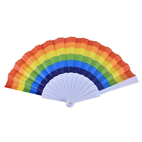 Rainbow Handheld Folding Fan - Pride Party Decor, Dance Fan, Home Decor, Art Craft - Portable Hand Fan for LGBTQ+ Events, Weddings, Festivals & Summer Cooling (1 Piece, Assorted Colors)
