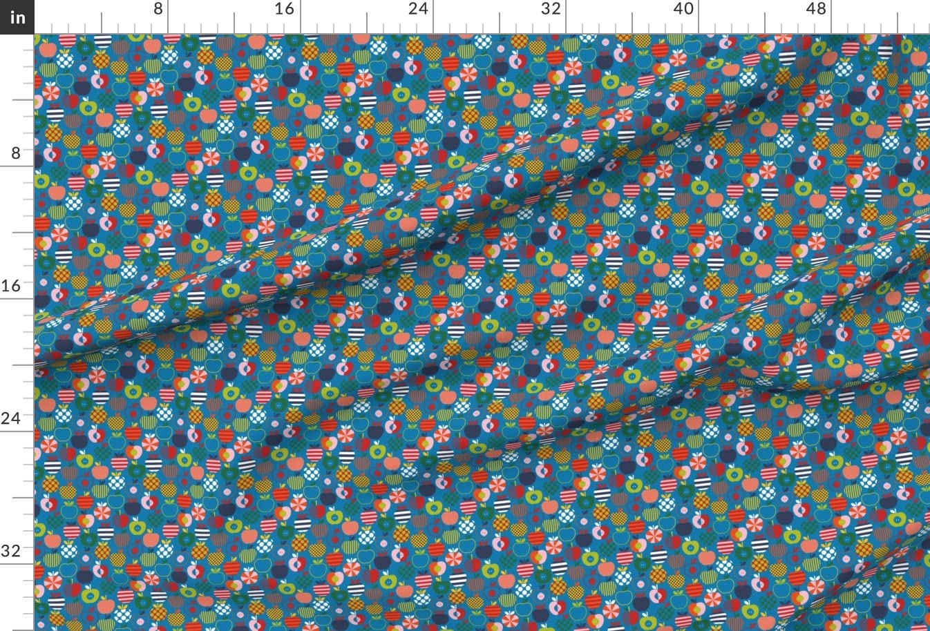 Scandinavian Apples Print Satin Fabric by The Yard - Premium Sewing Material for Apparel, Lining, Blankets & Home Decor | Perfect for DIY Fashion, Quilting & Scandinavian-Inspired Designs