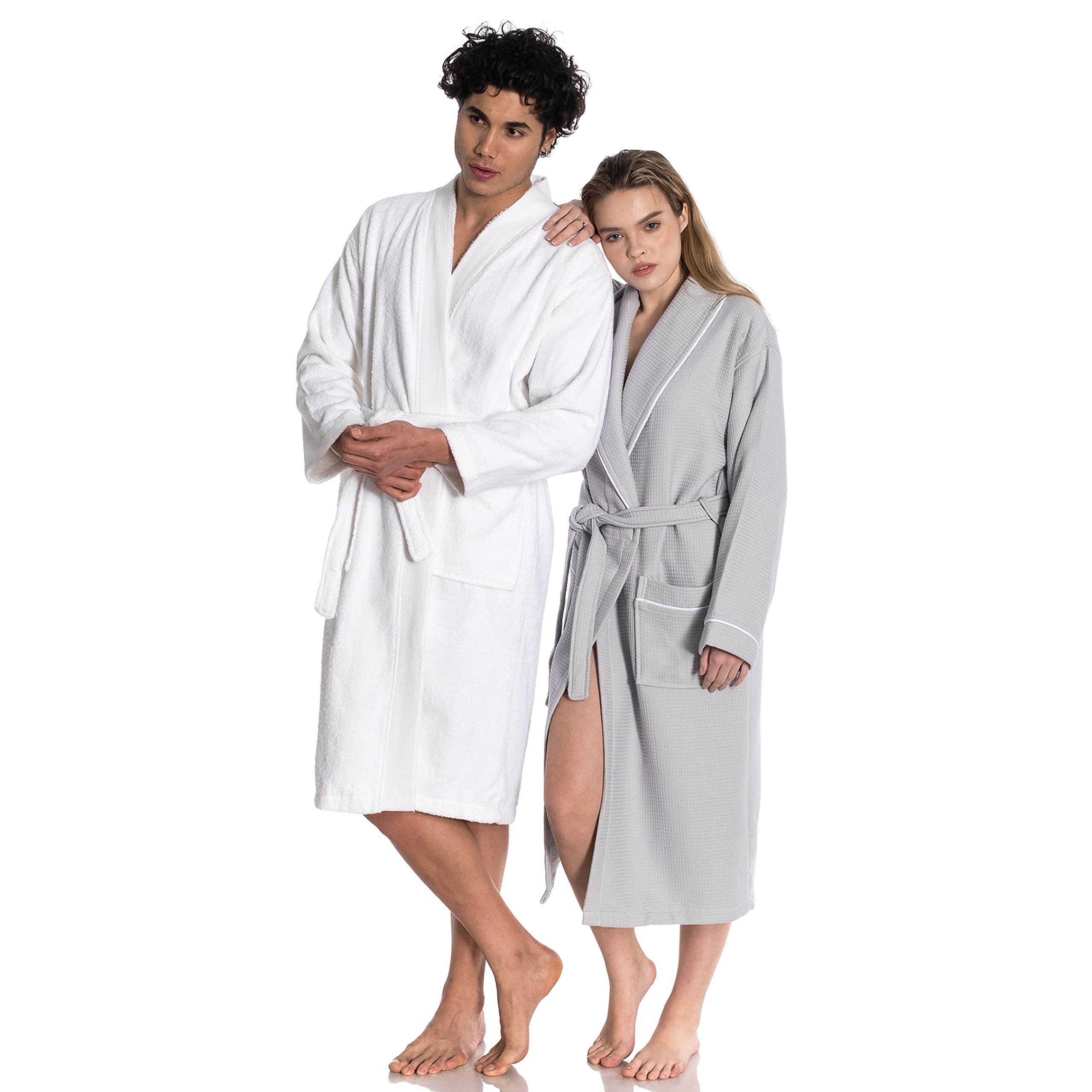 East'N Blue Waffle-Terry Knit Bathrobe | Shawl Collar Turkish Cotton Unisex Spa Robe | Soft & Absorbent for Home, Hotel & Spa Relaxation