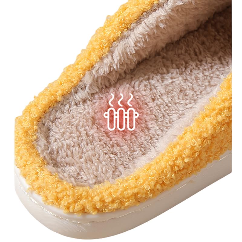 Non-Slip Fluffy Slides Slippers for Women & Men - Indoor/Outdoor Open Toe Comfort with Cute Smile Face Design - Perfect for Home, Lounge, Beach & Poolside Wear