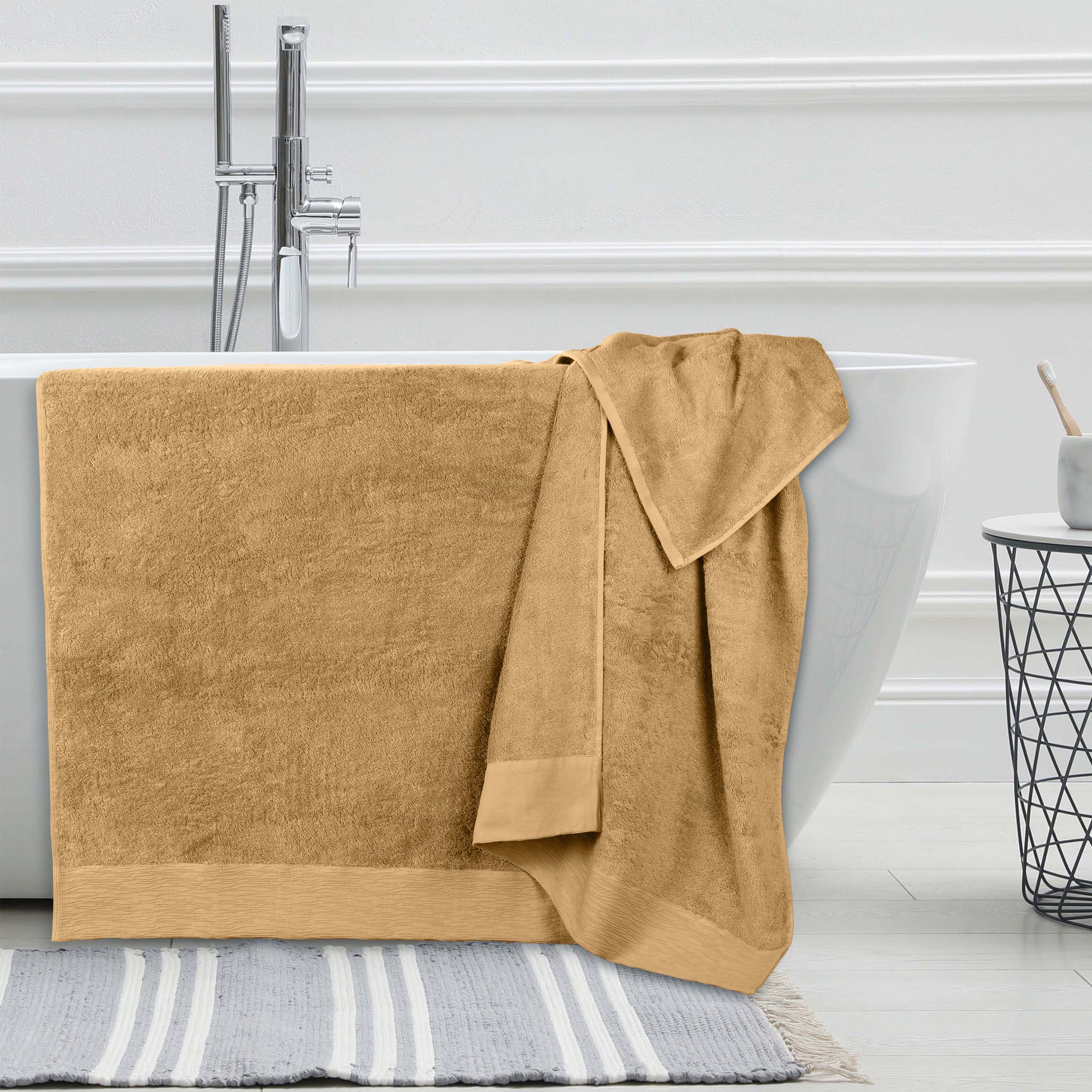 Eco-Friendly Bamboo Rayon Bath Towel Set of 2 - Ultra Soft & Absorbent Bath Sheets for Spa, Gym & Luxury Bathroom Experience